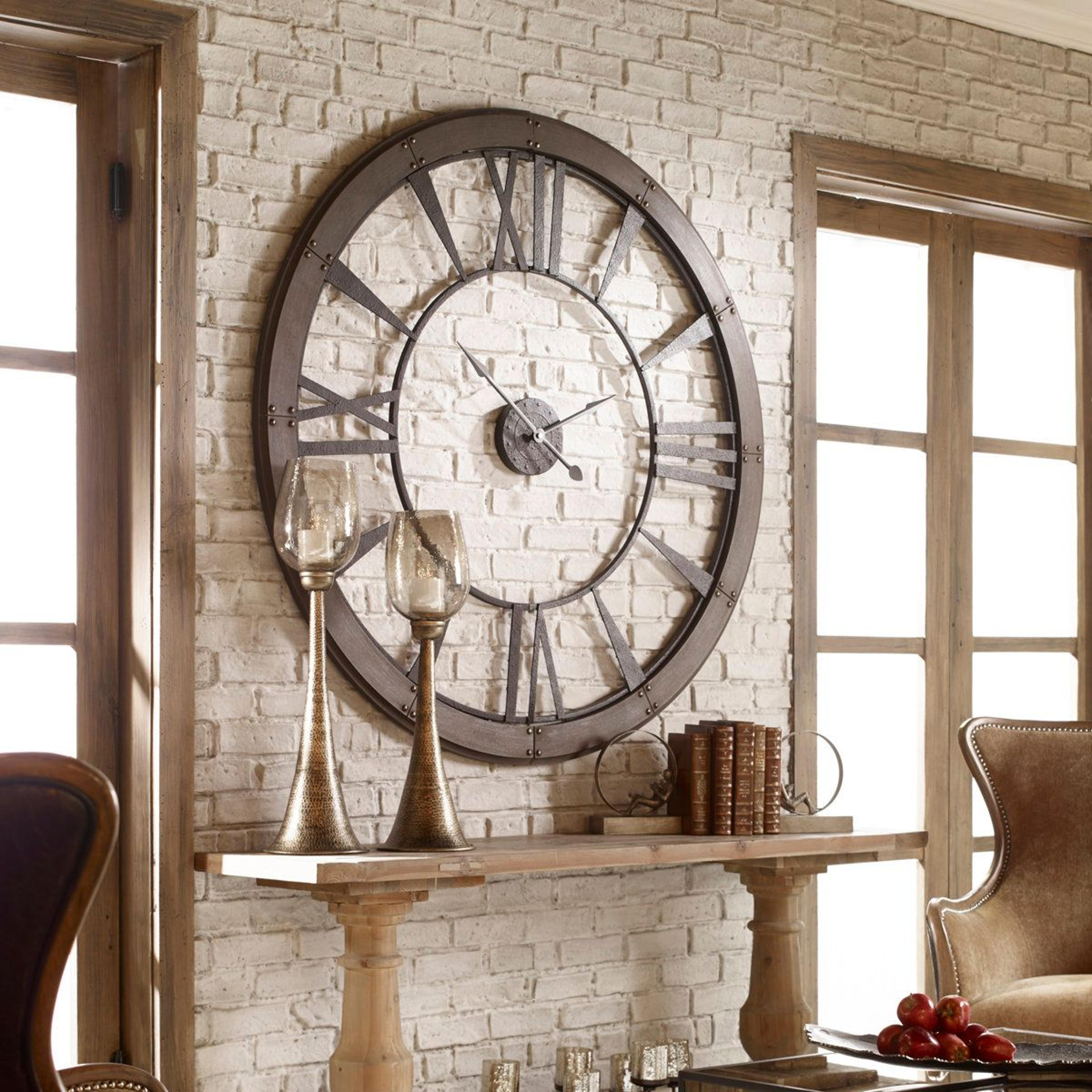 ronan 60 inch oversized rustic wood wall clock