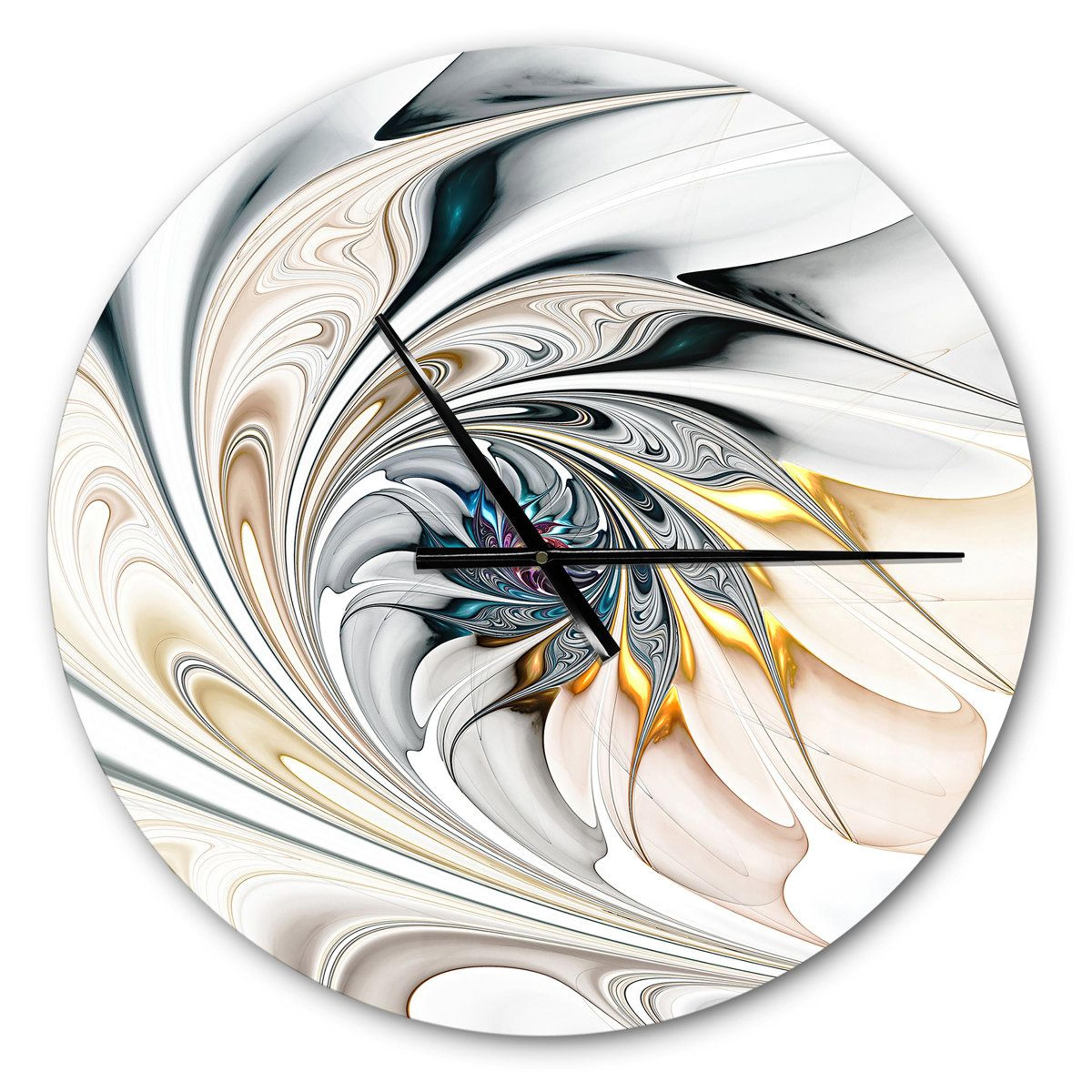 howse white glossy floral modern wall clock decorative metal art