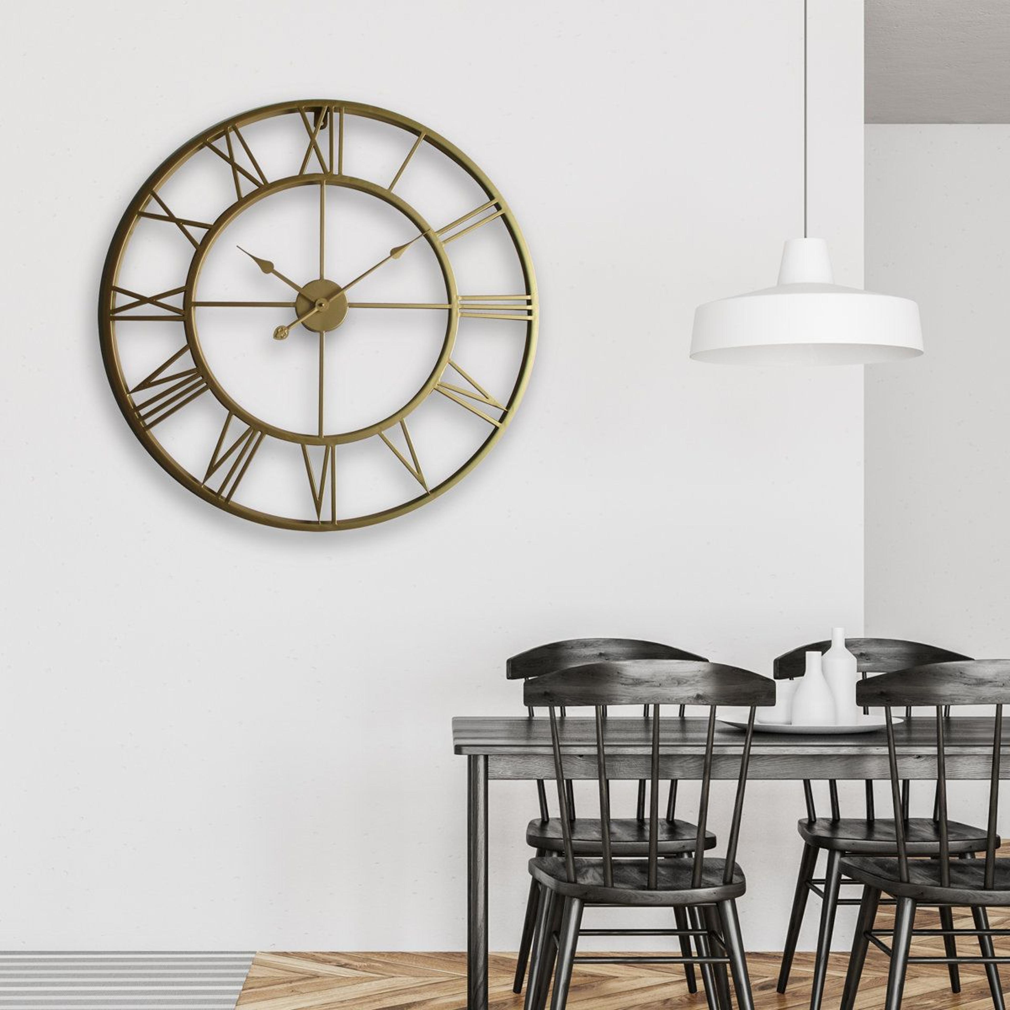29.92 inch large metal wall clock with roman numerals