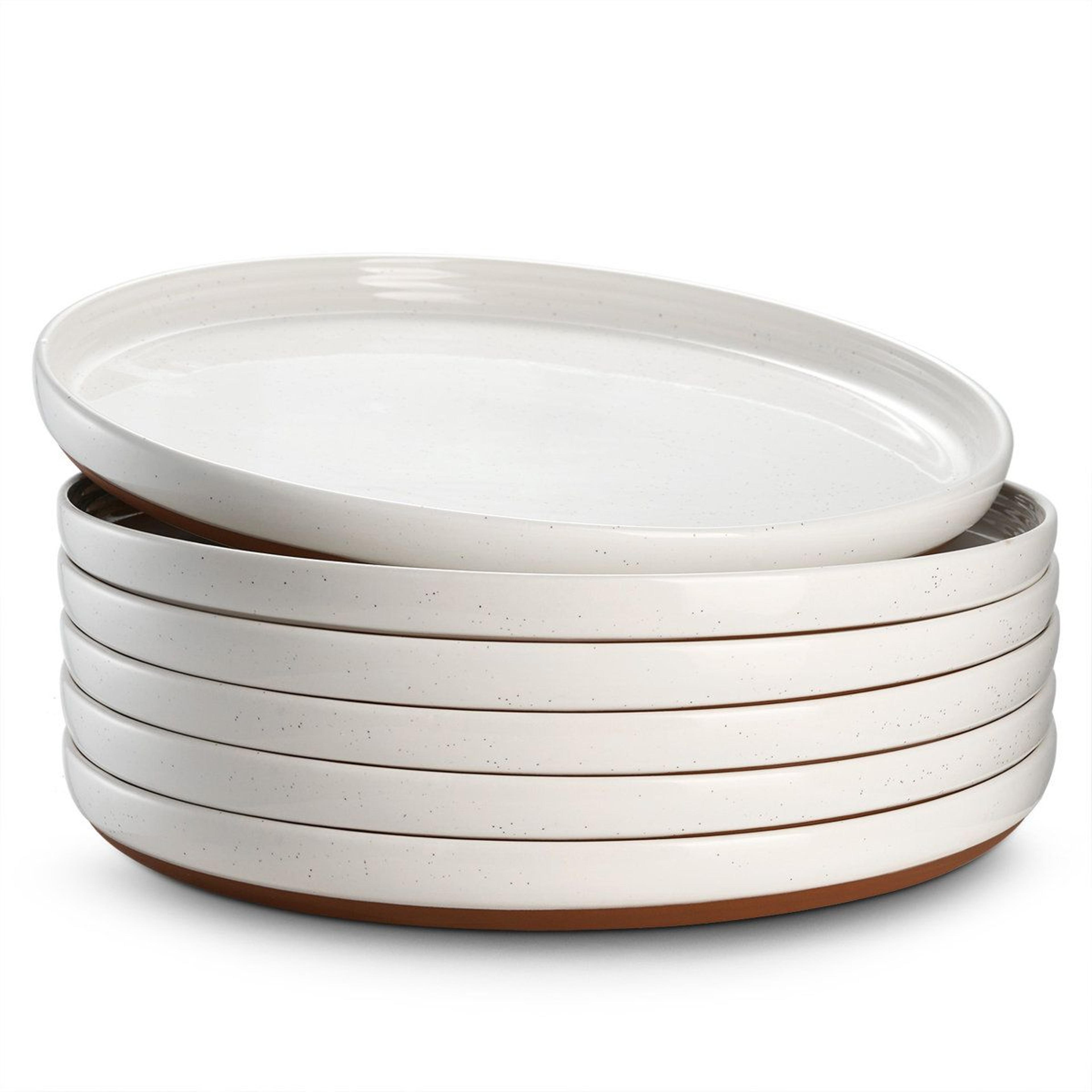moon-white ceramic dinner plates set of 6 textured white dinnerware