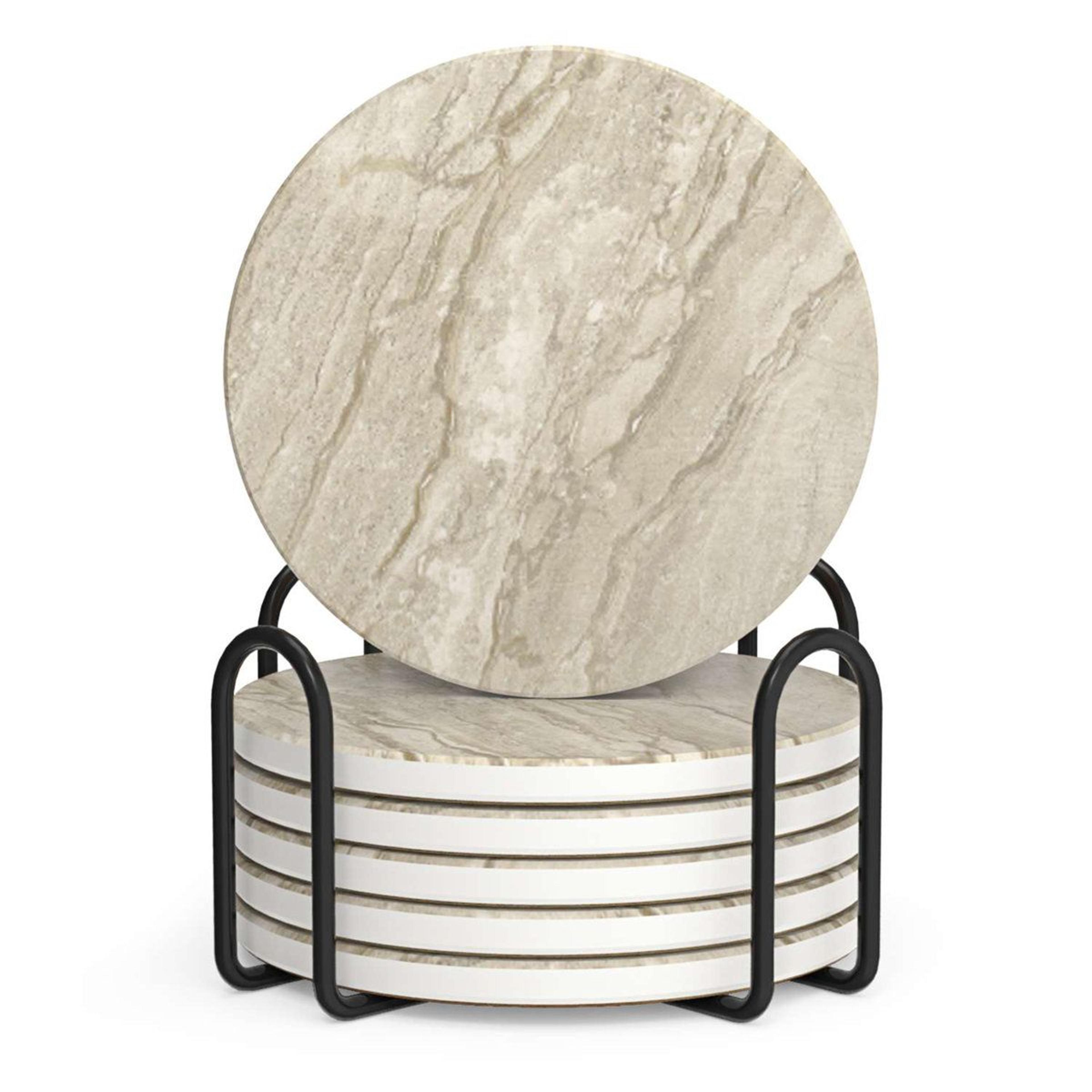 ceramic drink coasters set of 6 with holder and cork backing