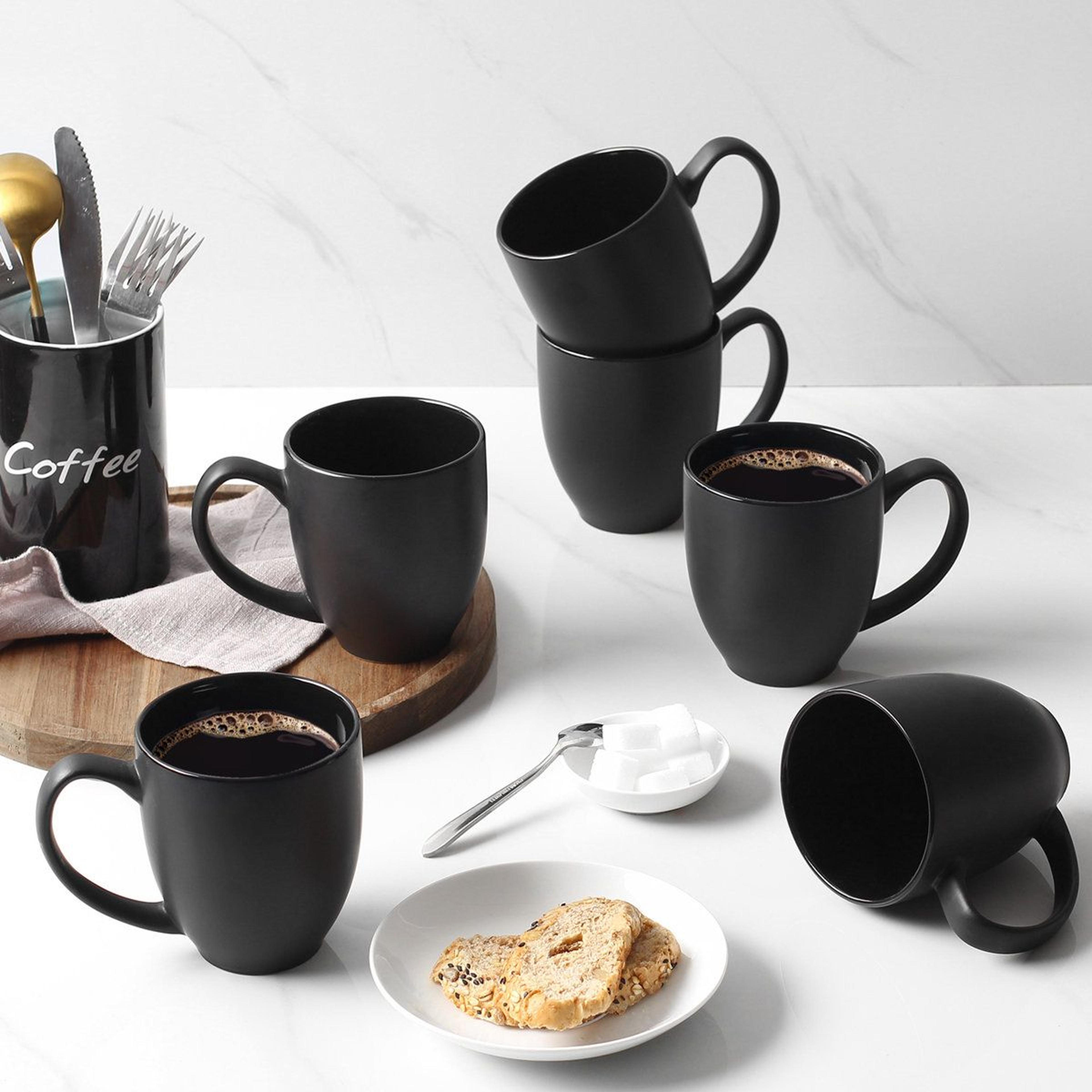 16 oz coffee mug set of 6 matte black ceramic mugs