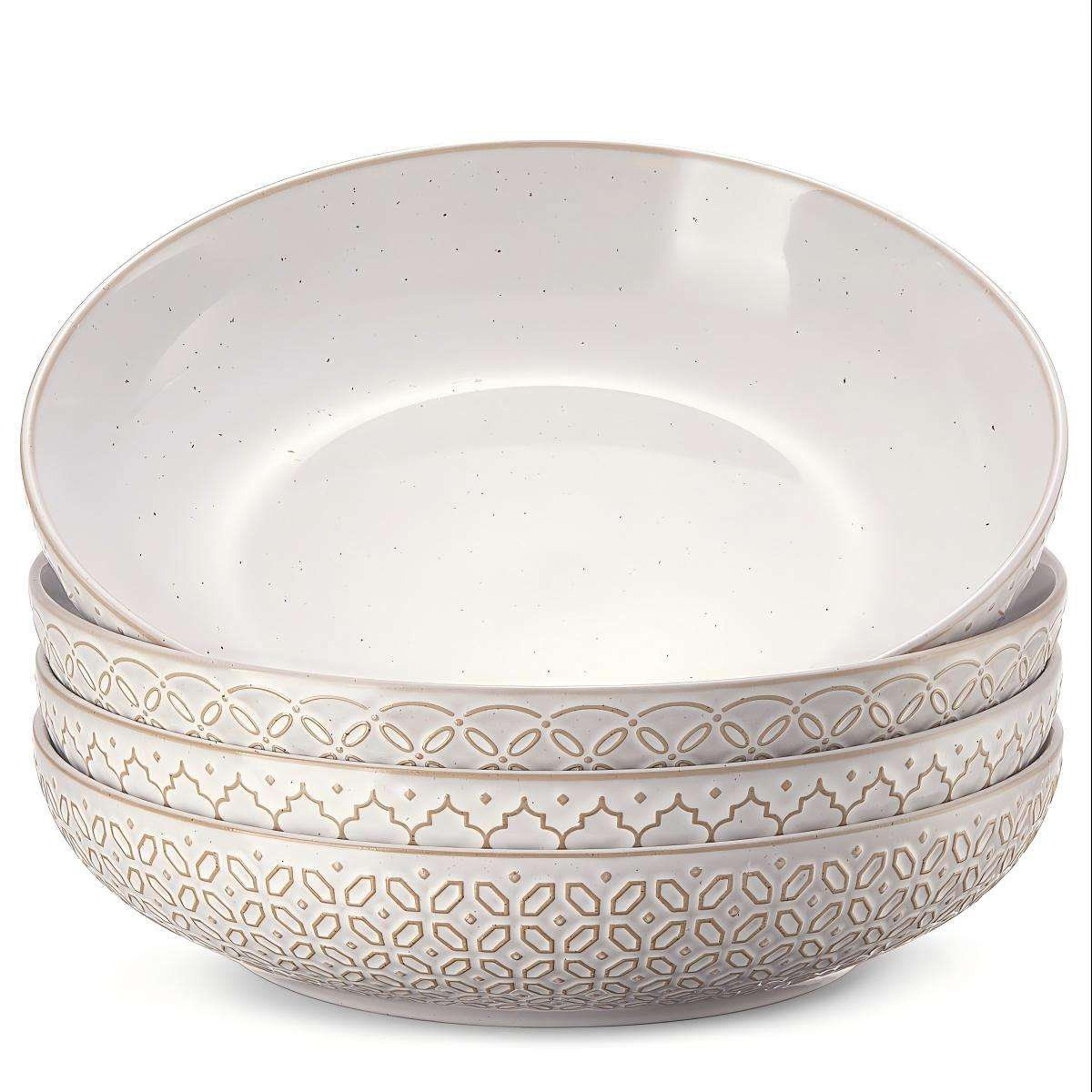 embossed ceramic pasta bowls set of 4 textured wide serving bowls