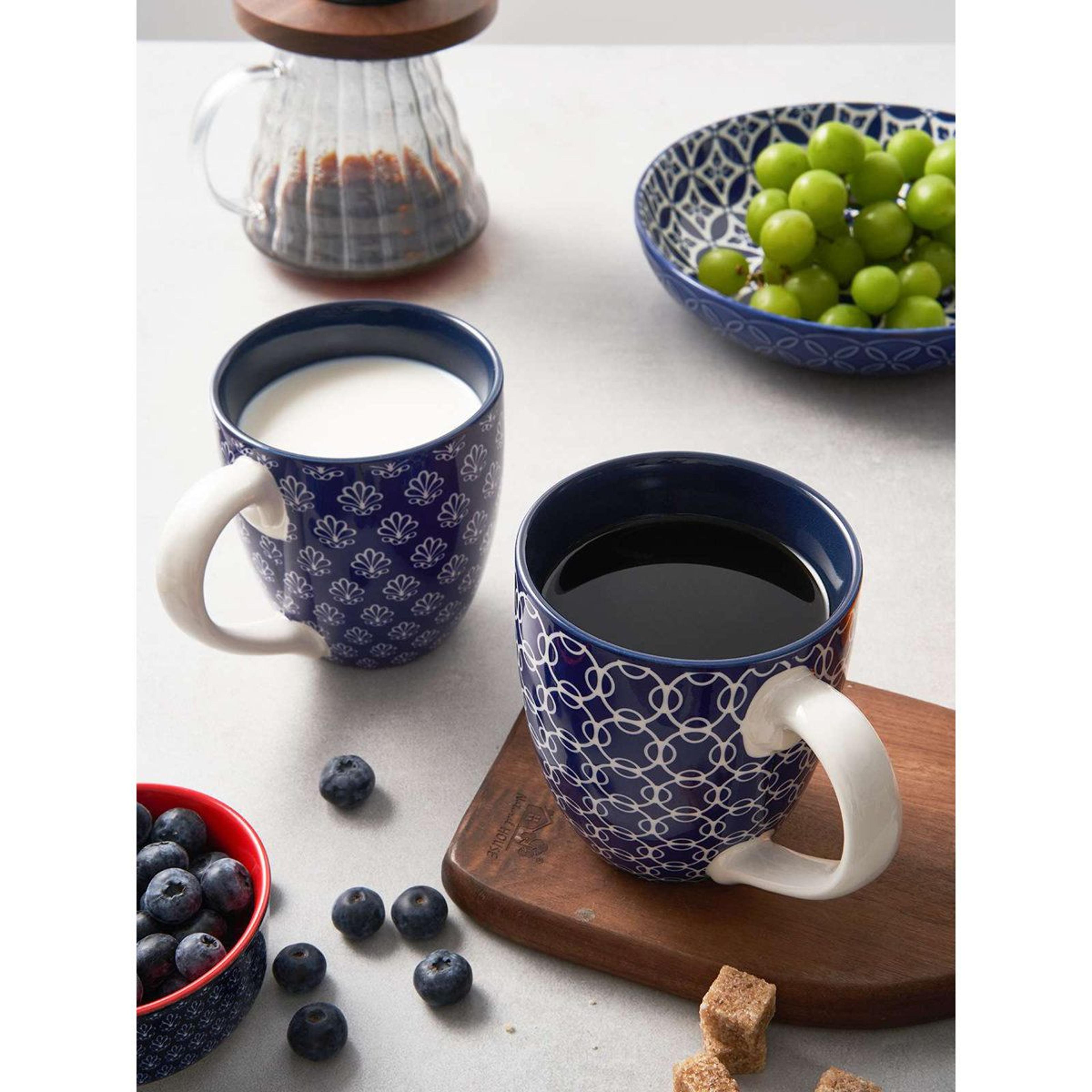 japanese inspired coffee mugs set of 6 16oz cobalt blue porcelain