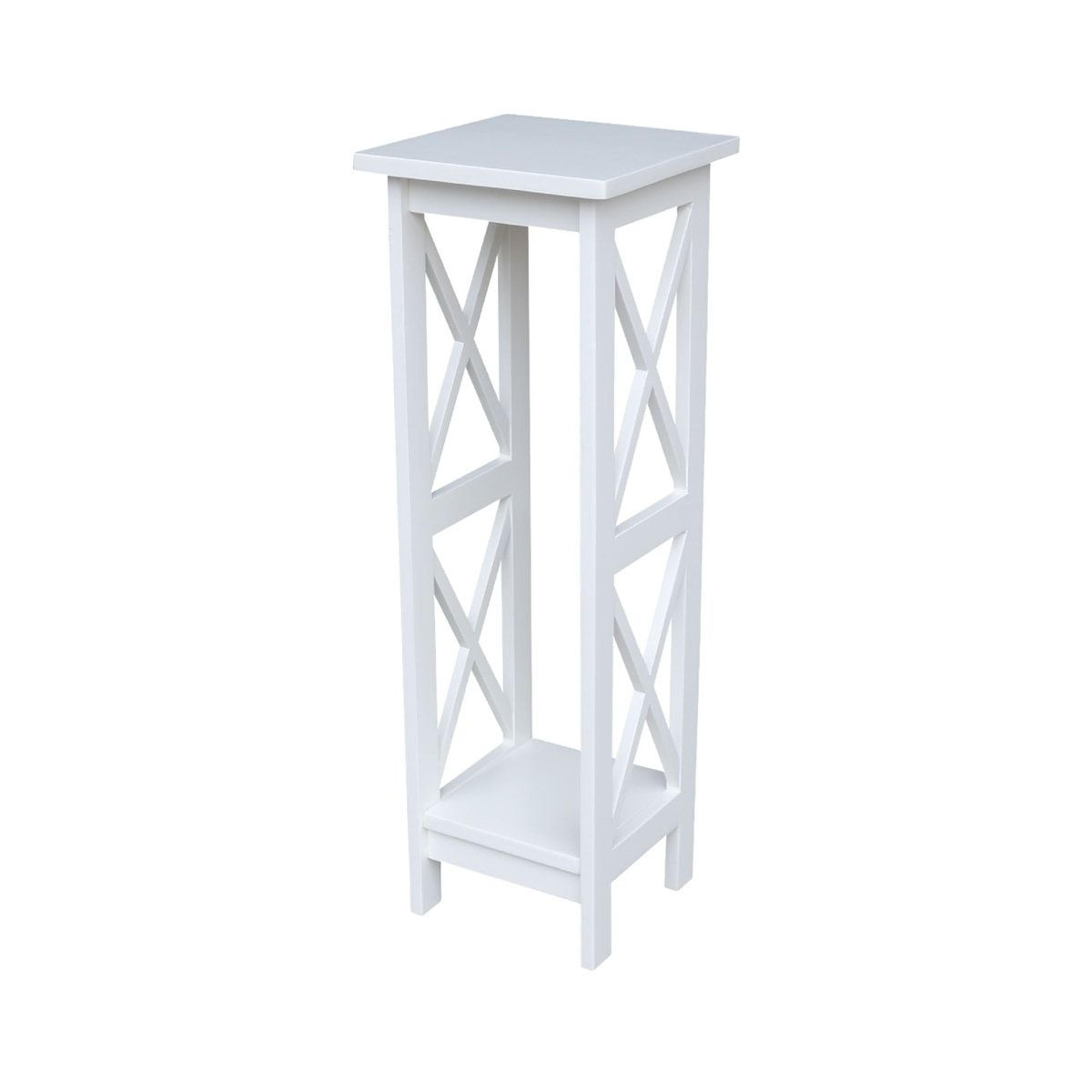 2 tier solid wood plant stand with x side design