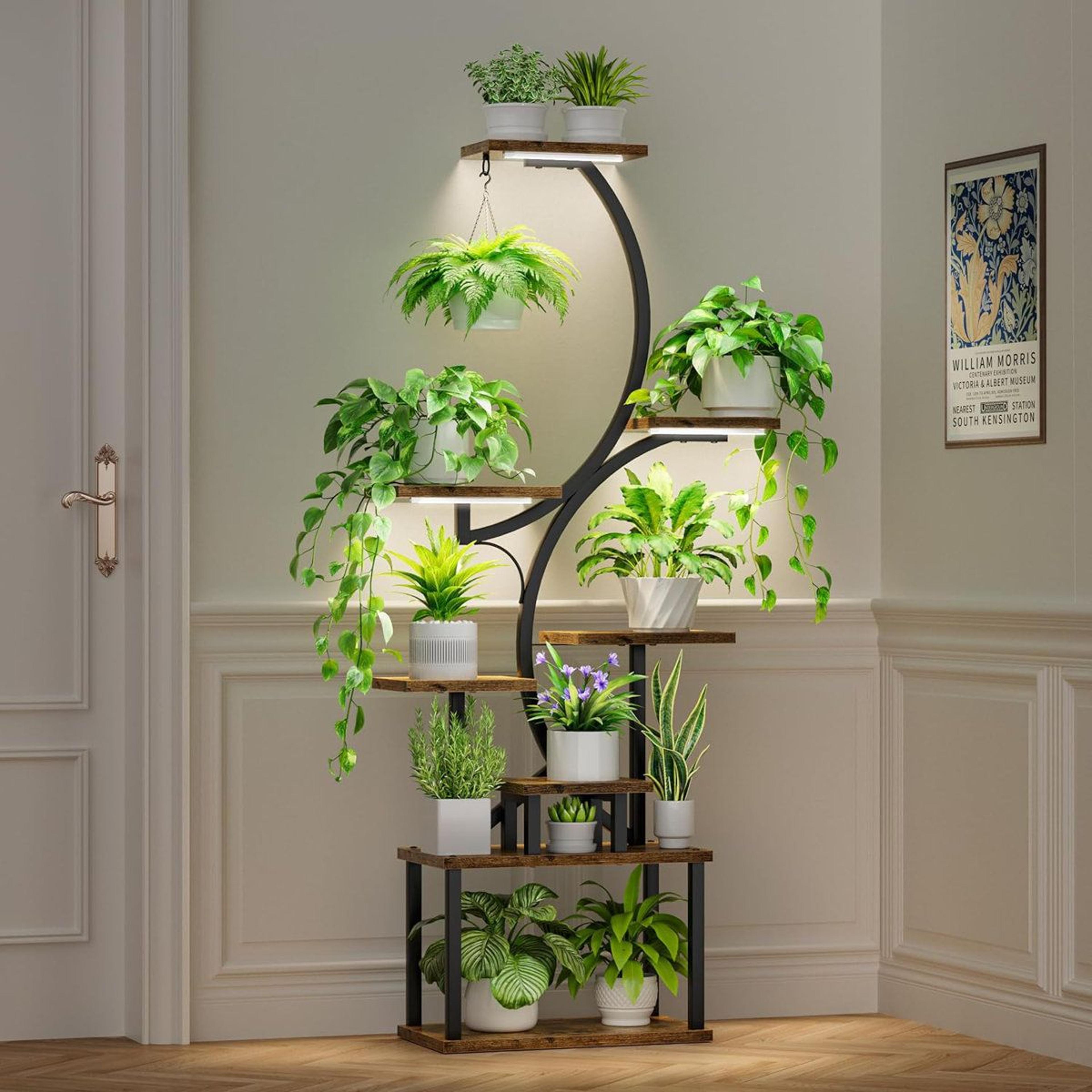 8 tier s shape plant stand with full spectrum grow lights