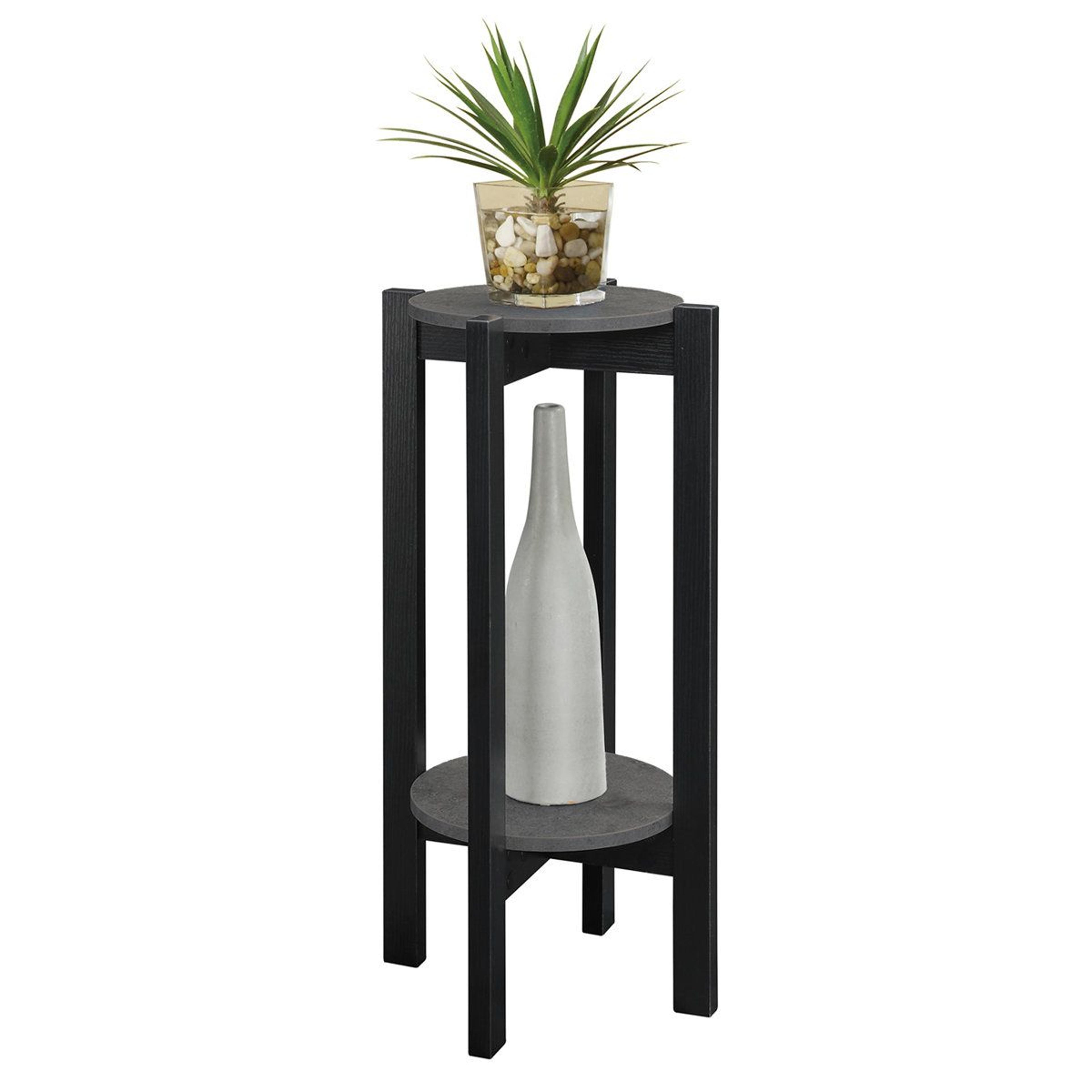 saria round multi tiered indoor plant stand with two shelves