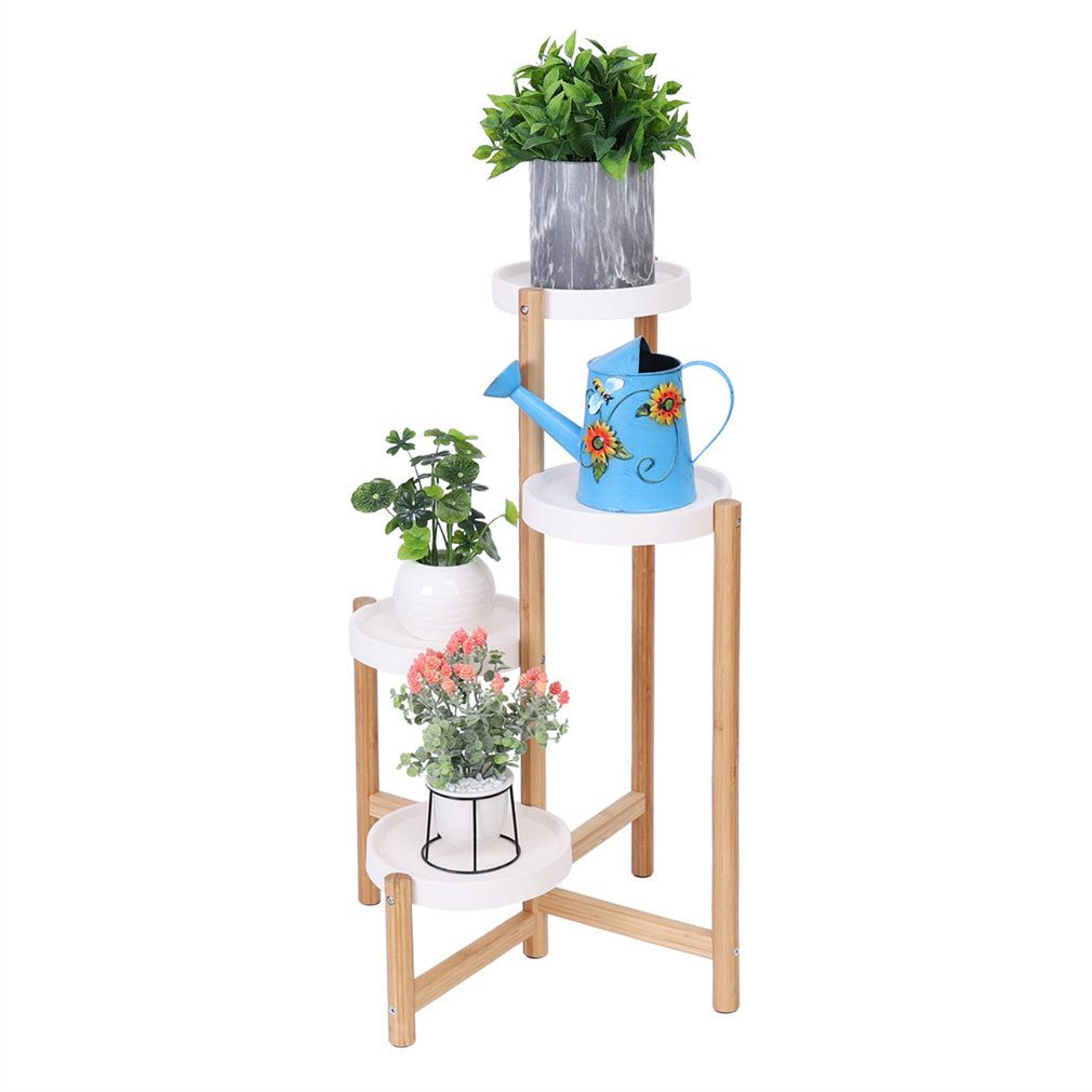 4 tier bamboo plant stand for indoor plants and corner decor