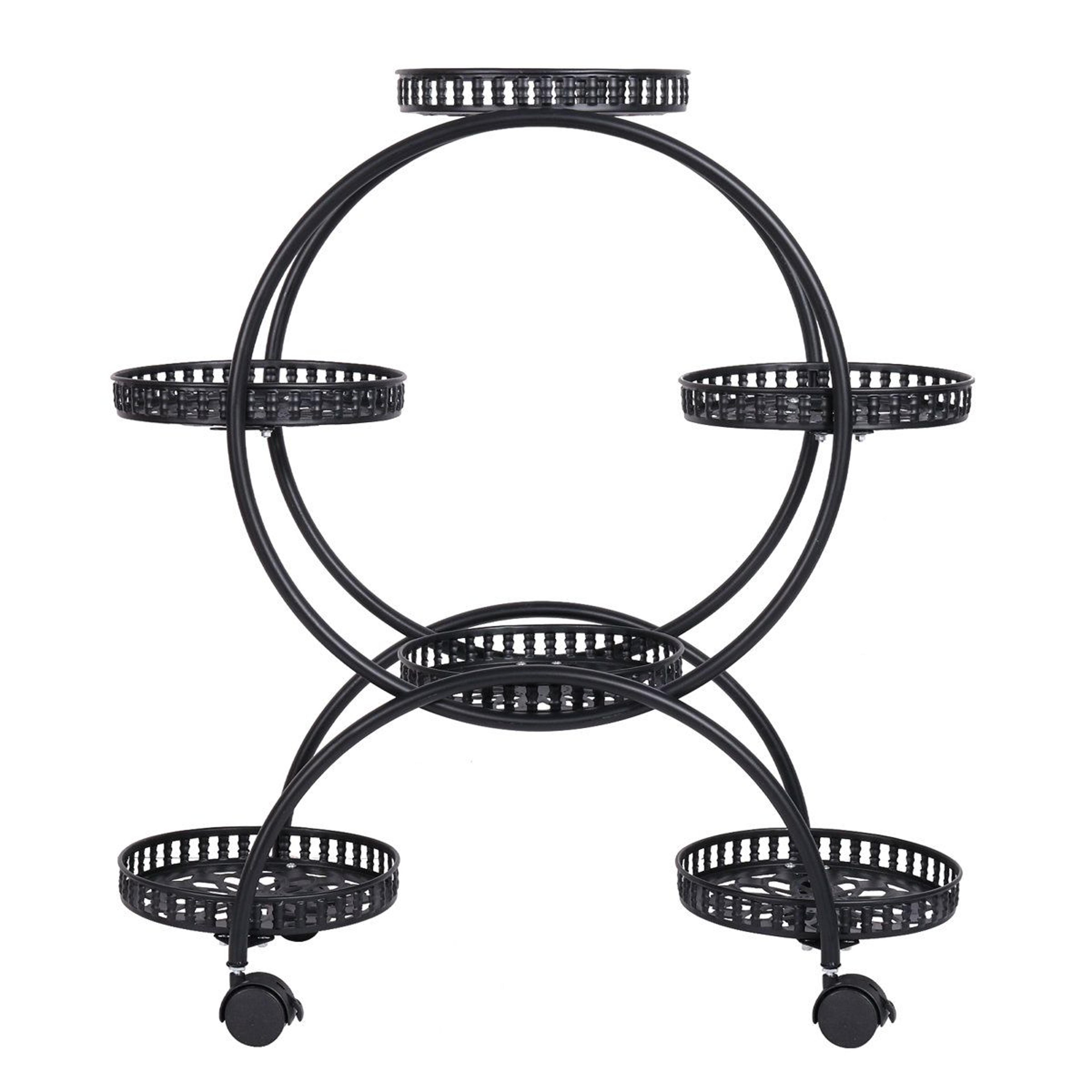 rolling 4 tier metal plant stand with lockable wheels