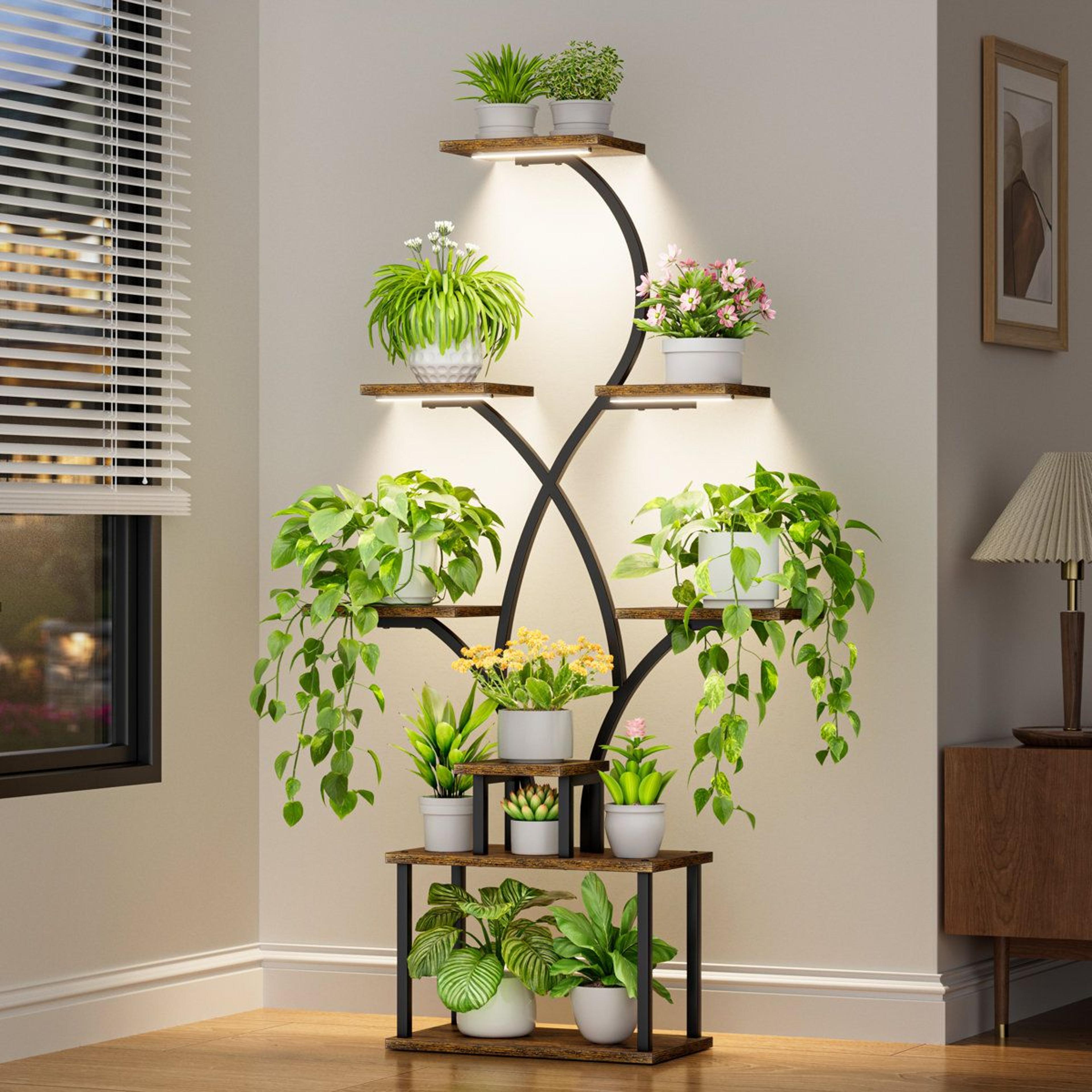8 tier indoor plant stand with full spectrum grow lights