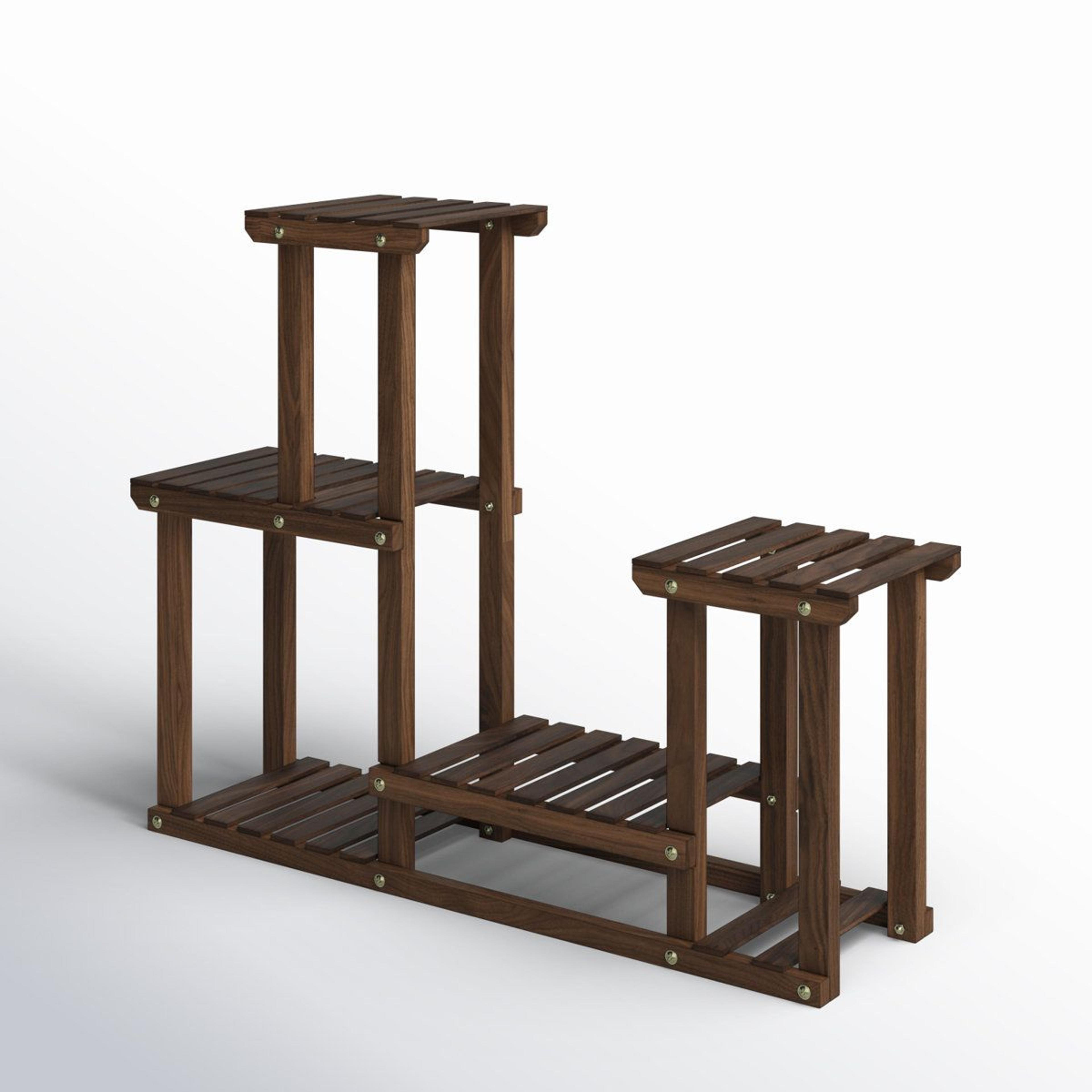 4 tier fir wood plant stand with 6 shelves rustic indoor outdoor display