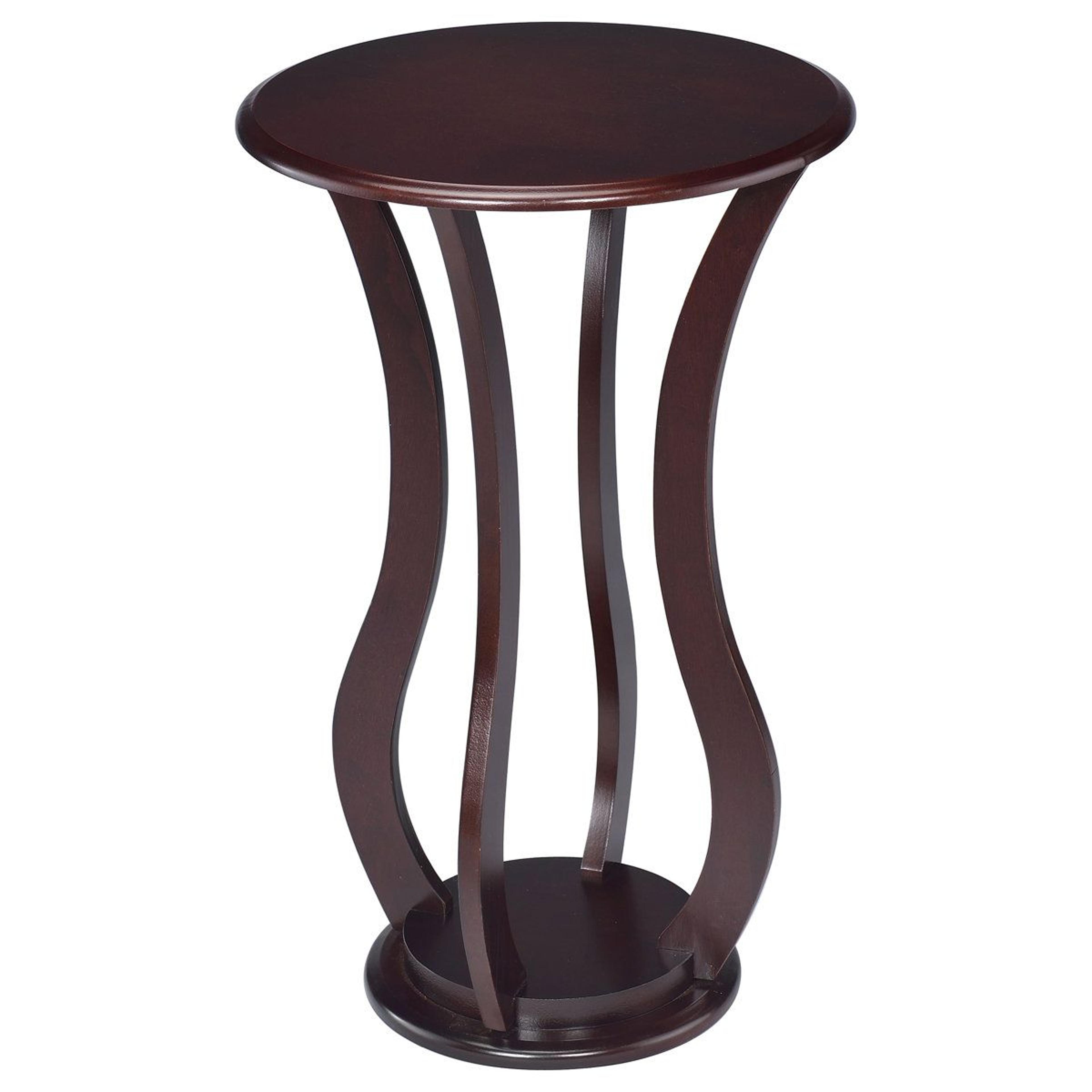 elton round accent side table with lower shelf and plant stand