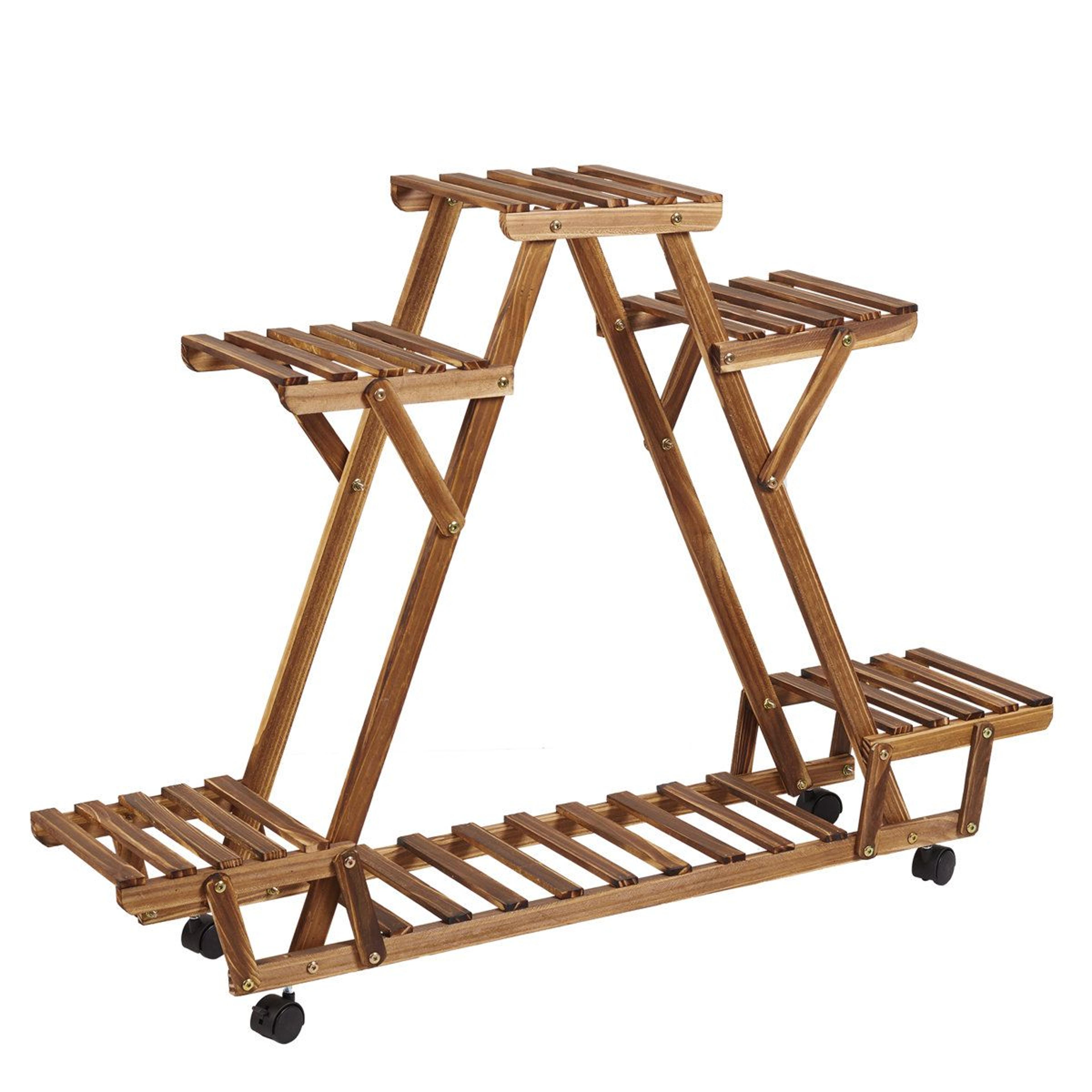 nicholes solid wood pine 4 tier plant stand indoor outdoor plant shelf