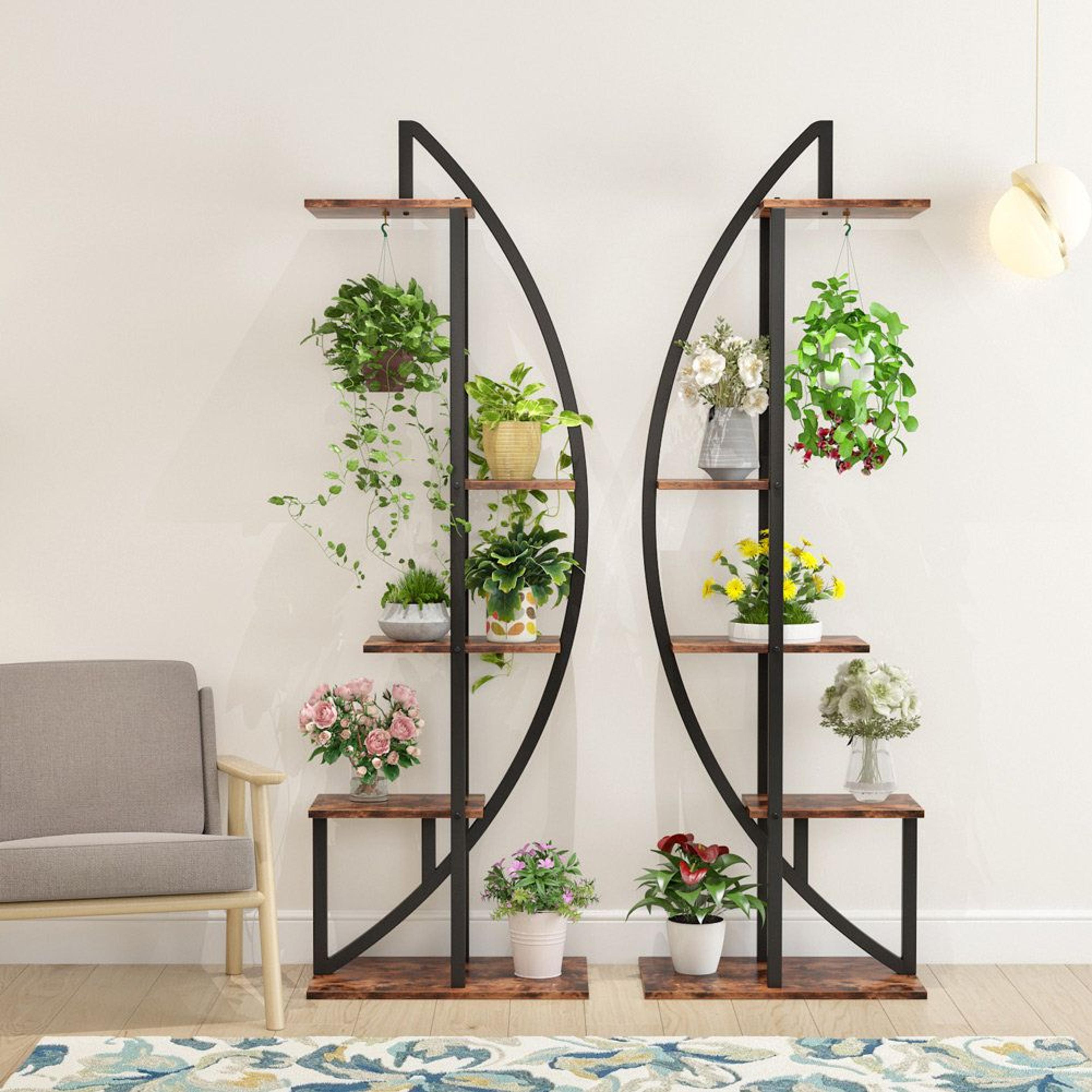 5 tier plant stand set of 2 curved multi level display shelves