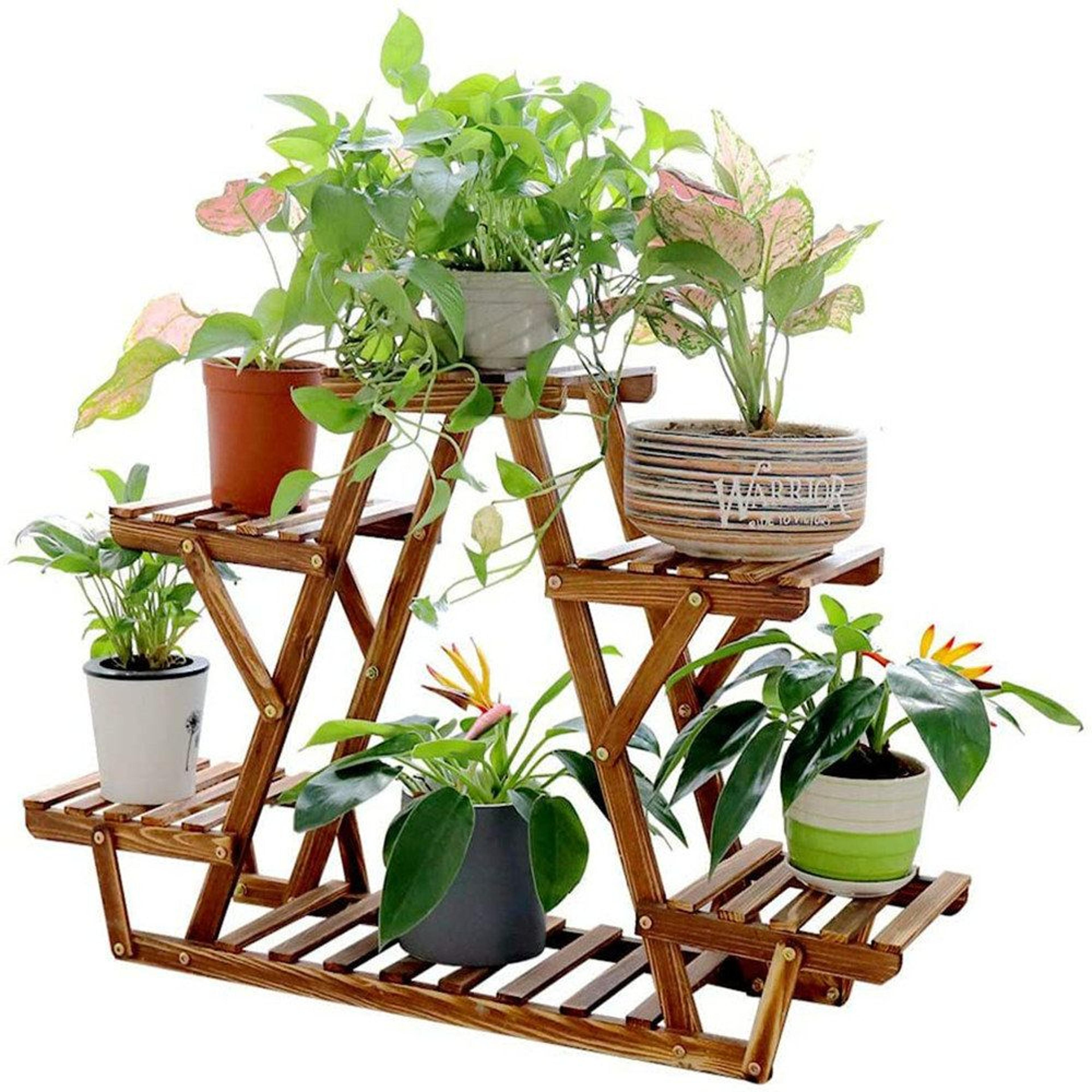 wood pine 6 tier plant stand indoor outdoor