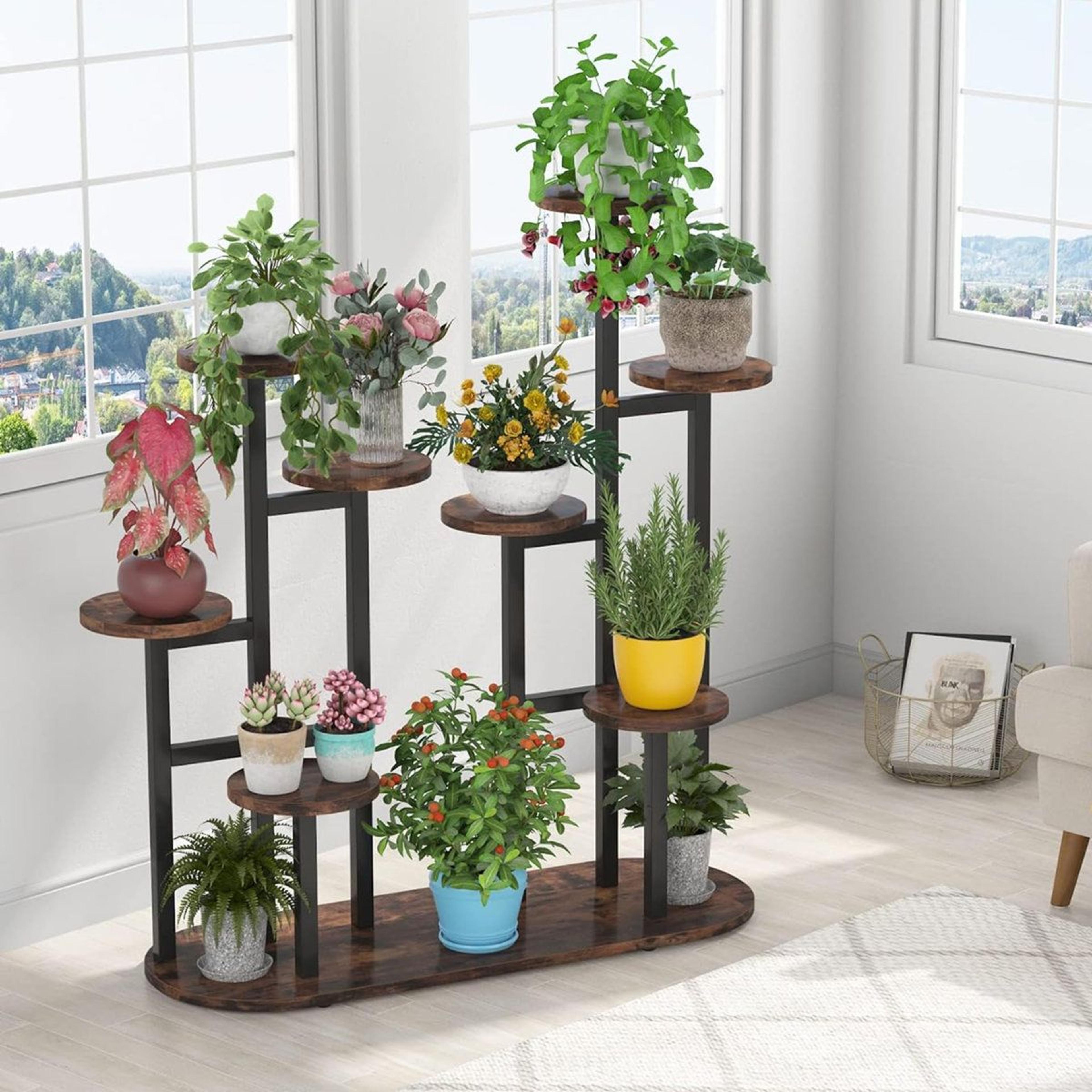 markiya 9 tier plant stand for 11 pots indoor outdoor flower shelf