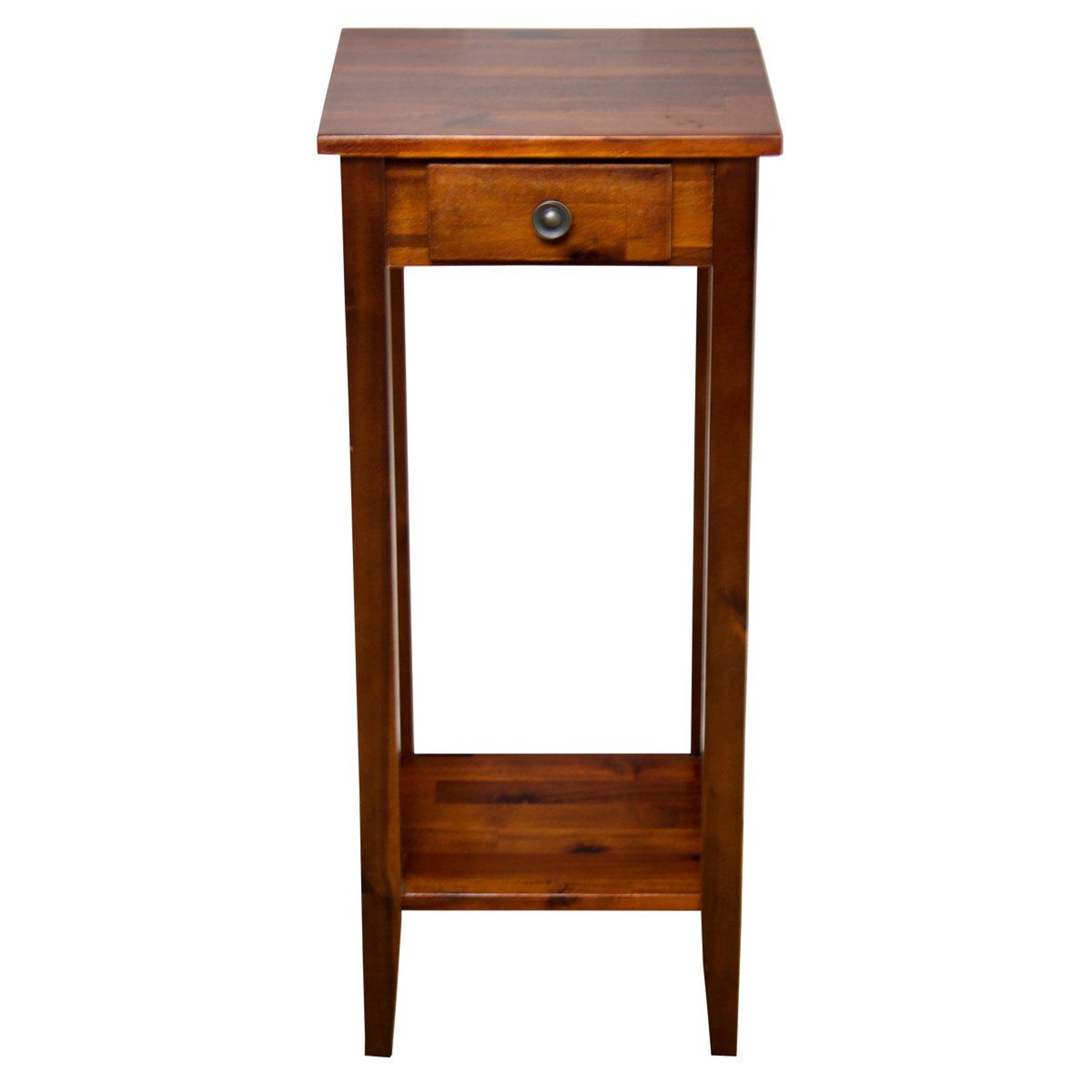 aiydan solid acacia wood plant stand 2 tier with drawer and shelf