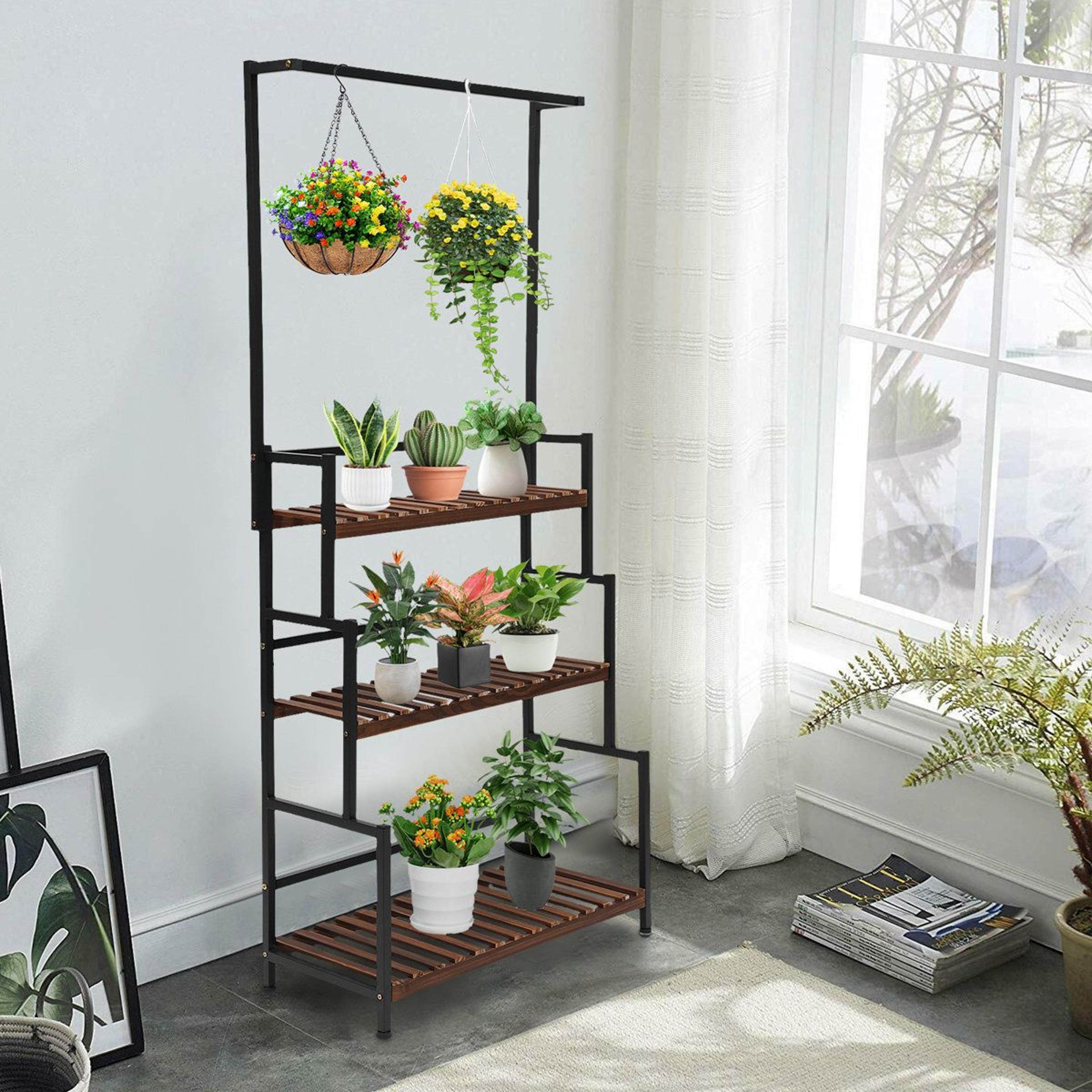3-tier hanging plant stand metal plant shelf for indoor plants vertical garden