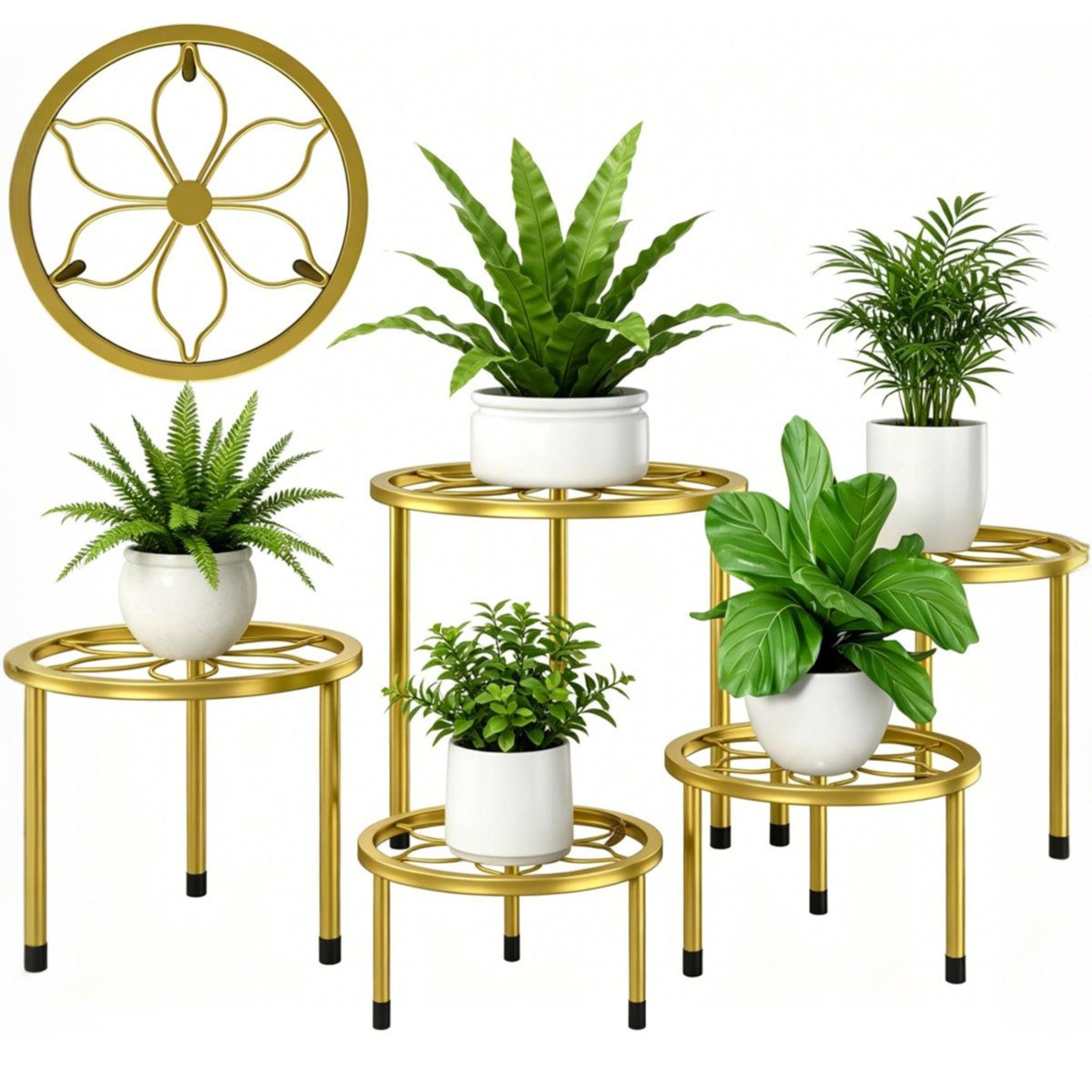 mollye 5 piece metal plant stand set for indoor outdoor plants