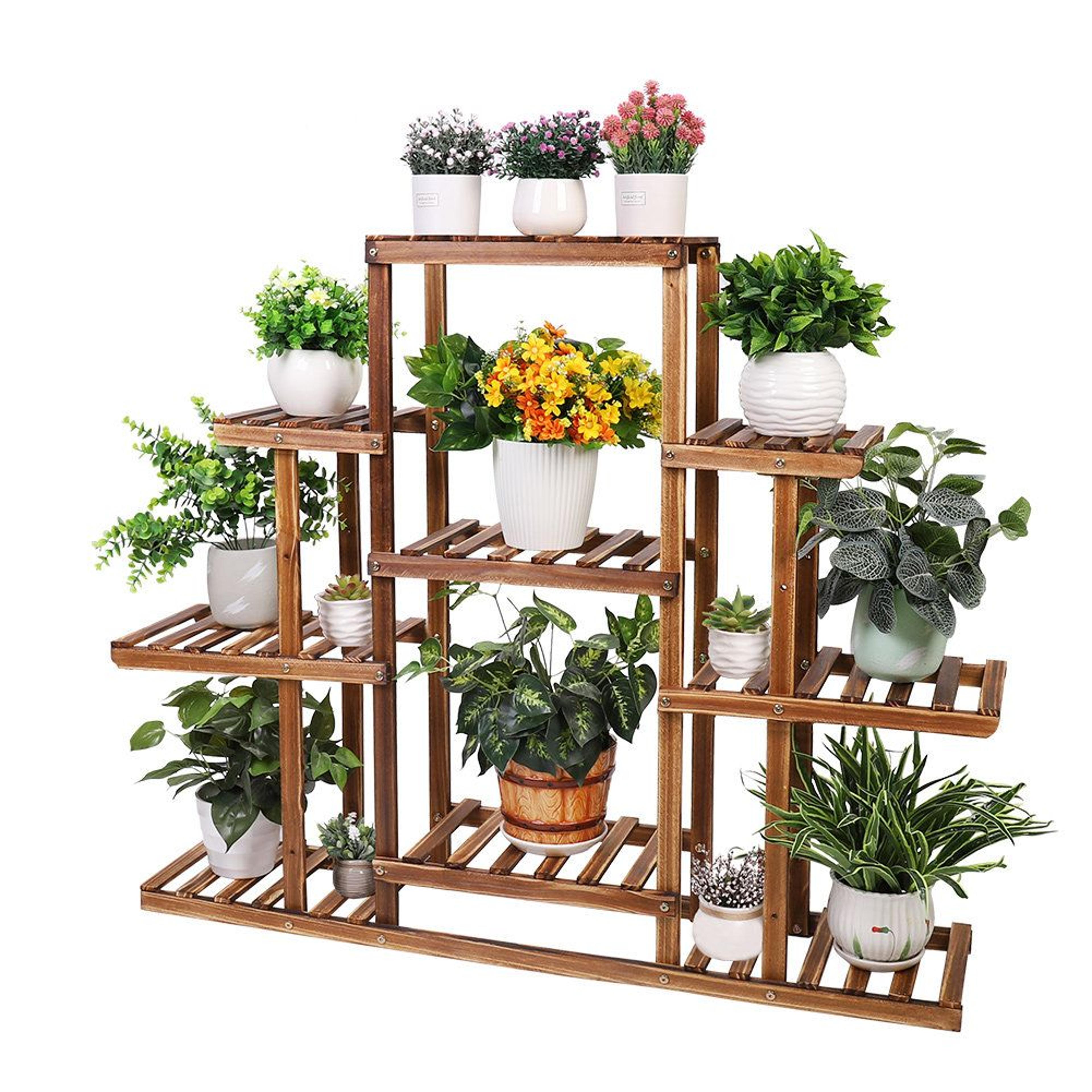 brynja 6 tier solid wood pine plant stand for 13 pots