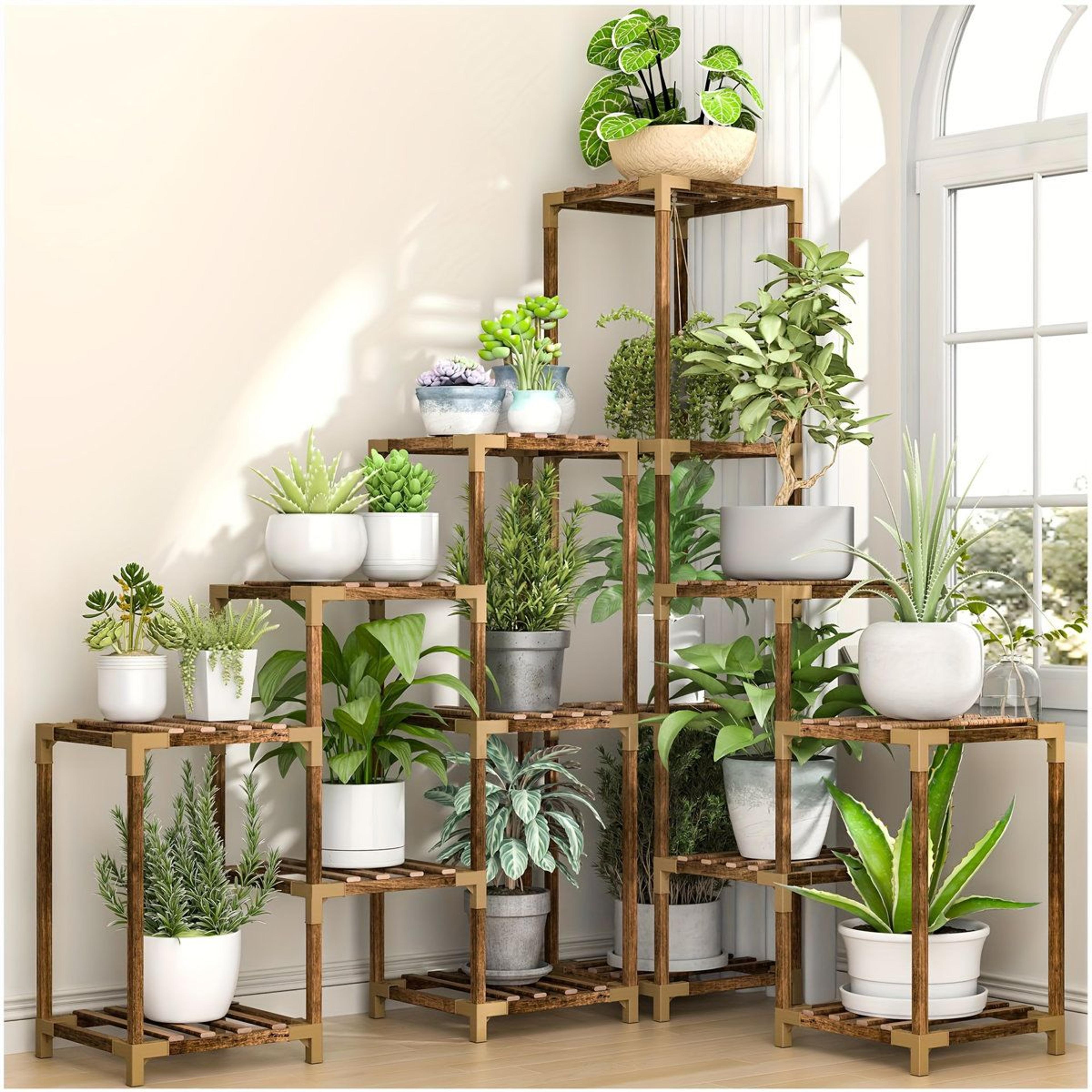 14 tier wooden plant stand indoor outdoor multi tier plant shelf