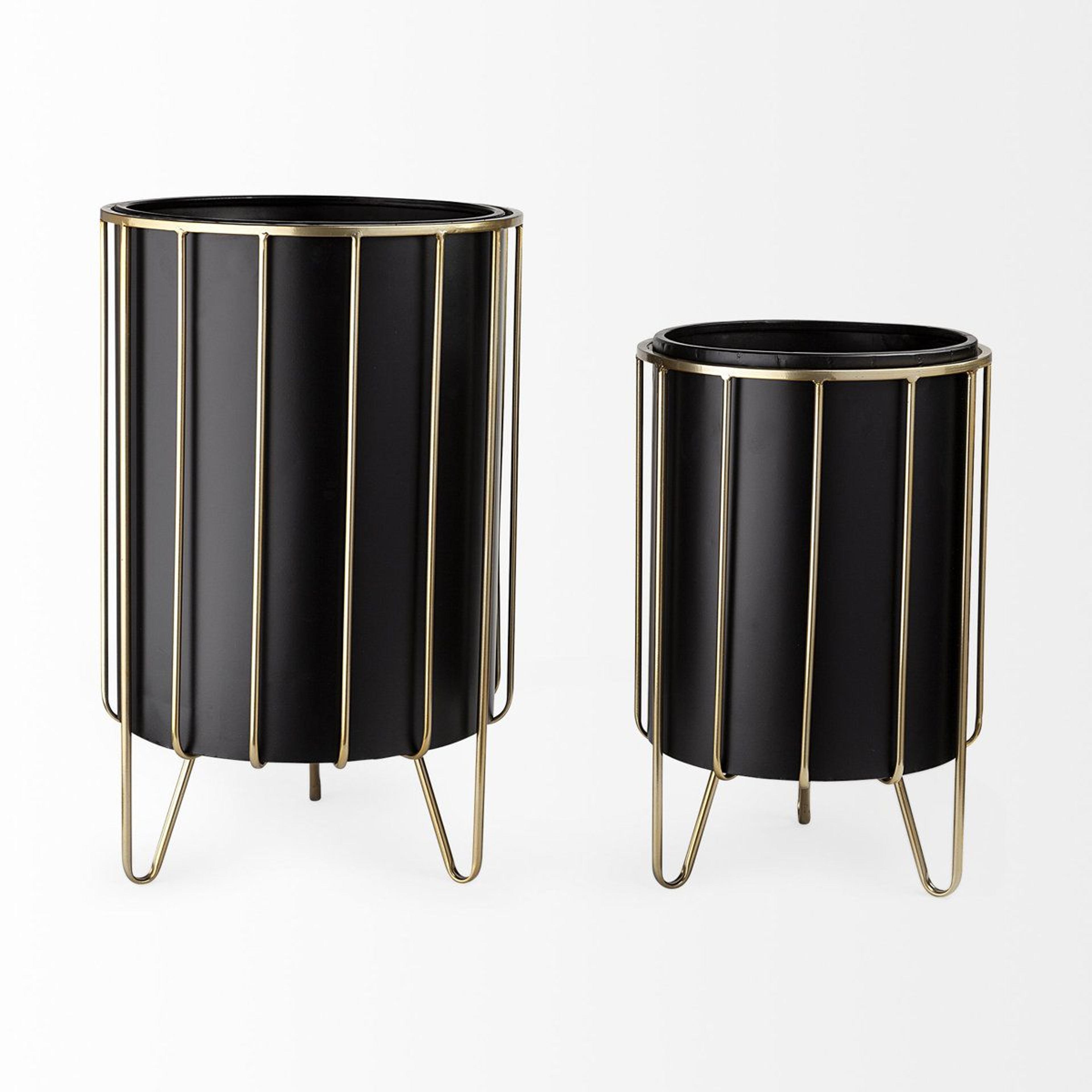 mercer41 torres iron plant stand set of 2 modern pedestal flower pot holders