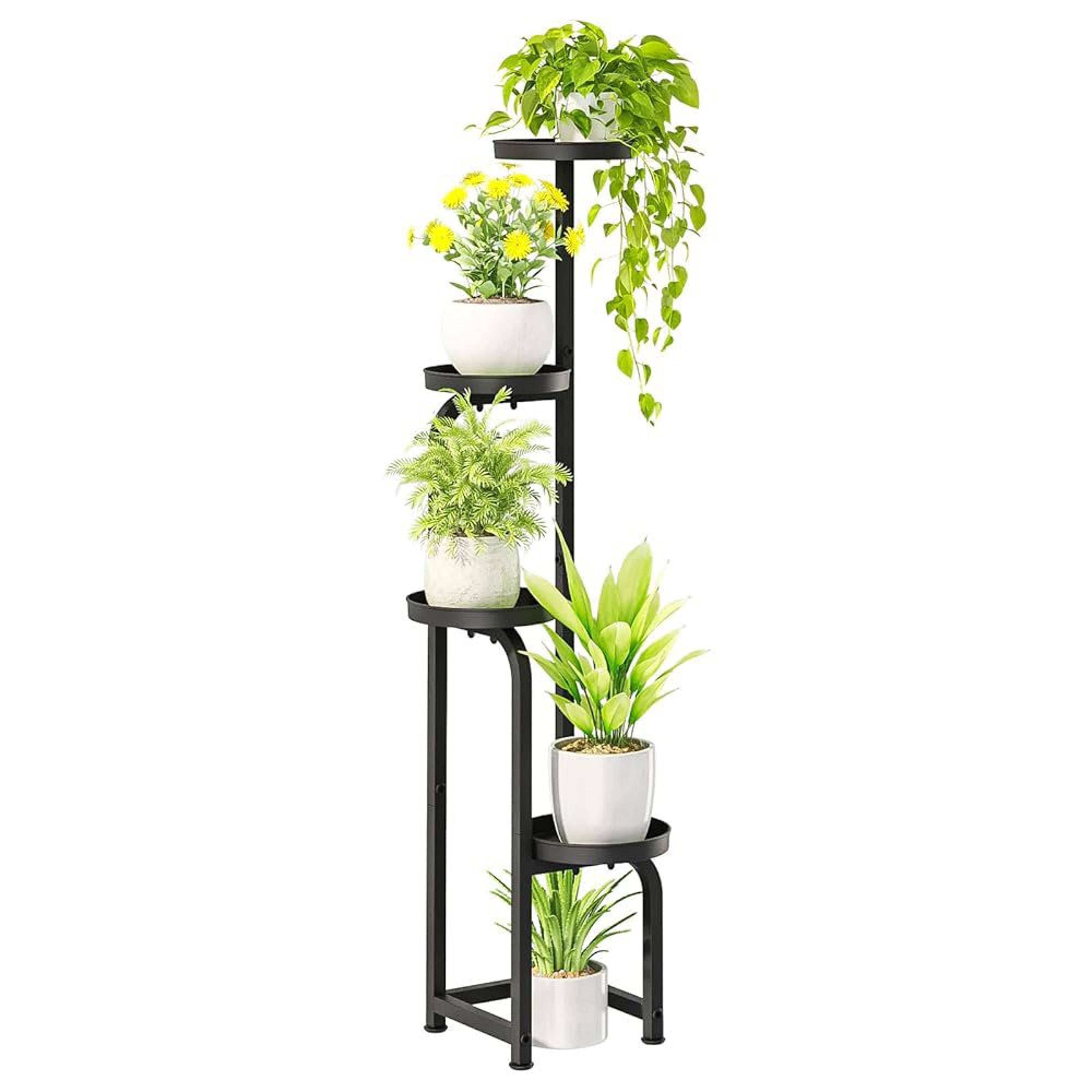 ebern designs 4 tier tall corner metal plant stand indoor outdoor heavy duty shelf