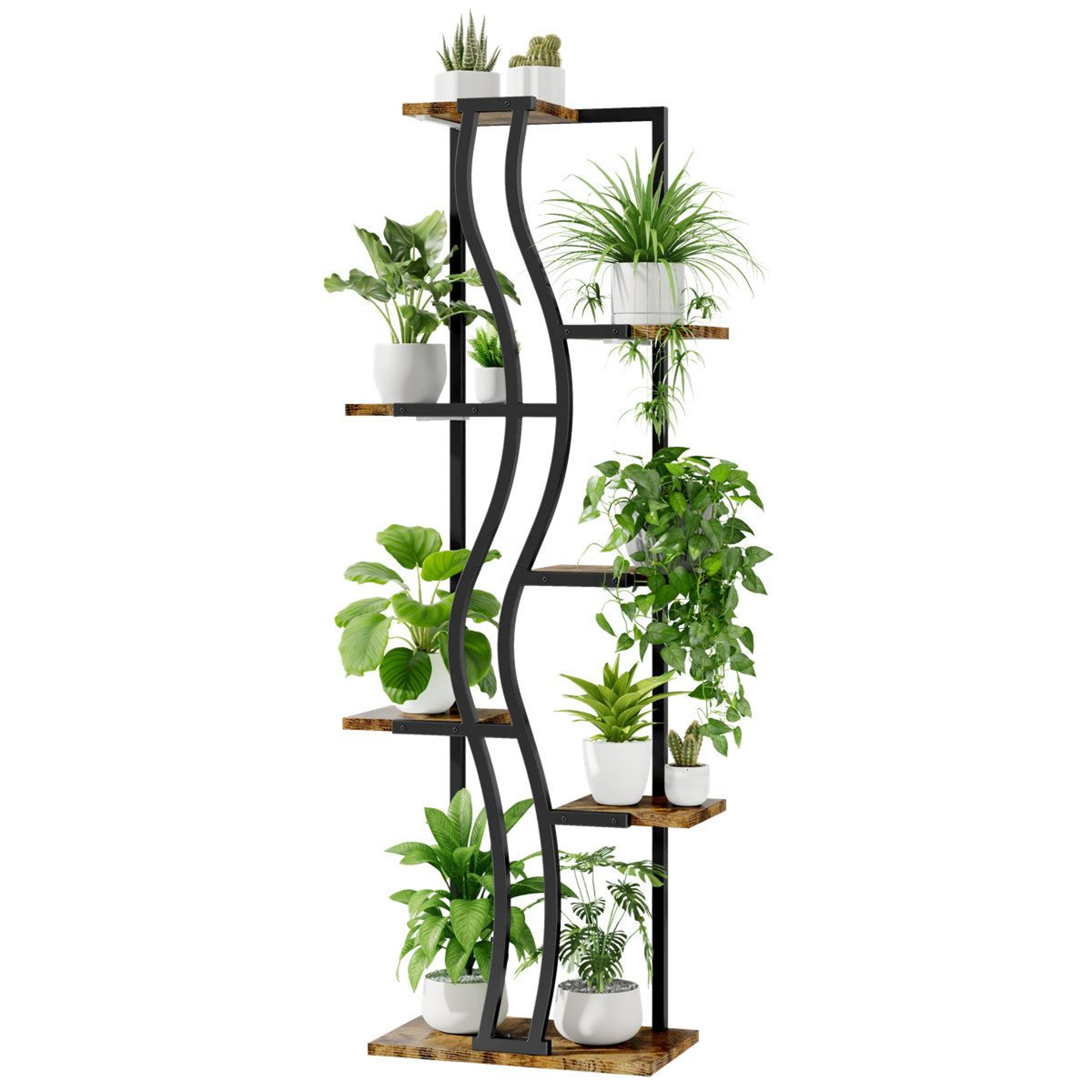 63 inch indoor plant stand with grow lights 7 tier metal plant shelf