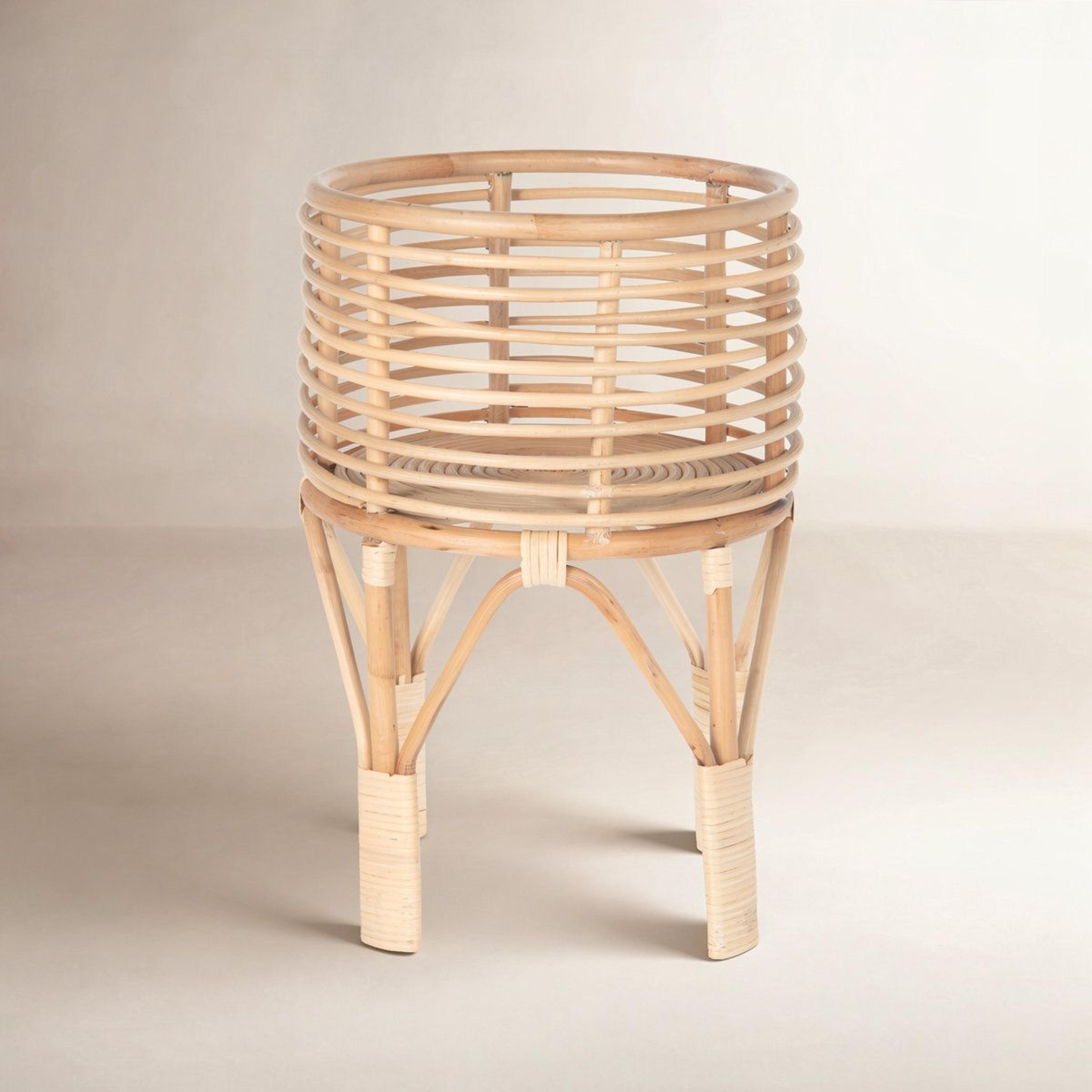 natural rattan indoor plant stand 1 tier for living room bedroom decor