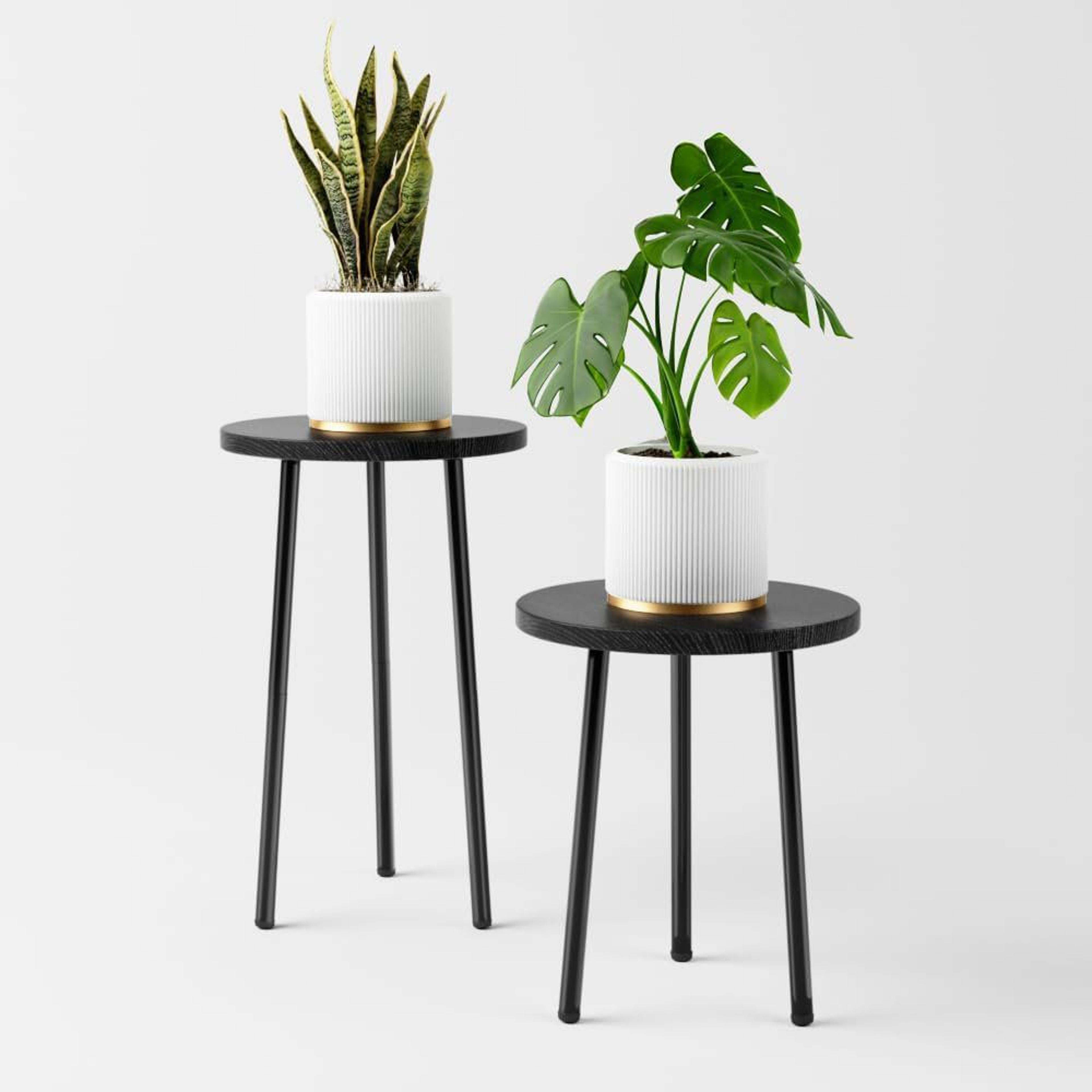 small round plant stand table for indoor outdoor plants 2 pack