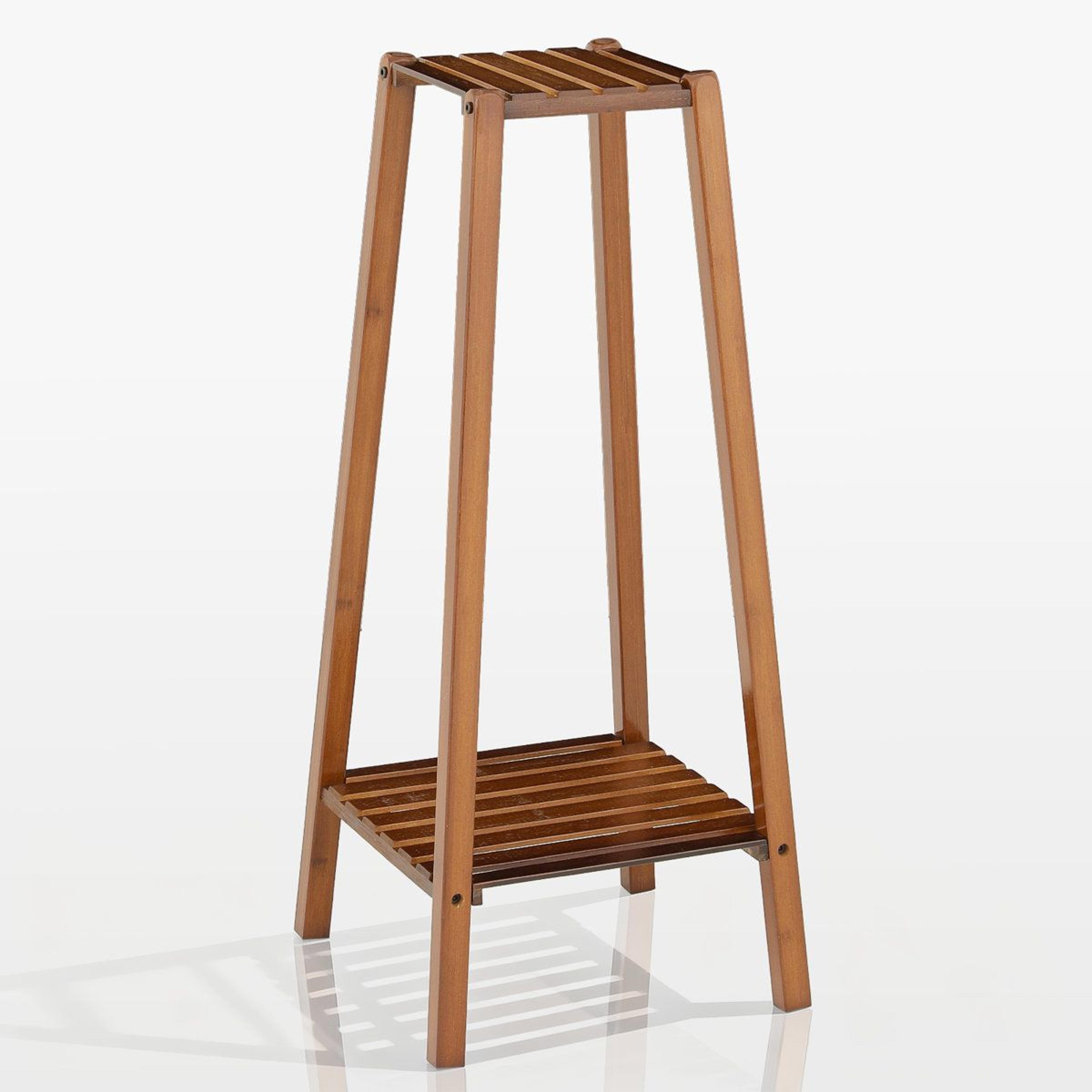 kazuhide 2 tier bamboo plant stand tall indoor outdoor flower pot display rack