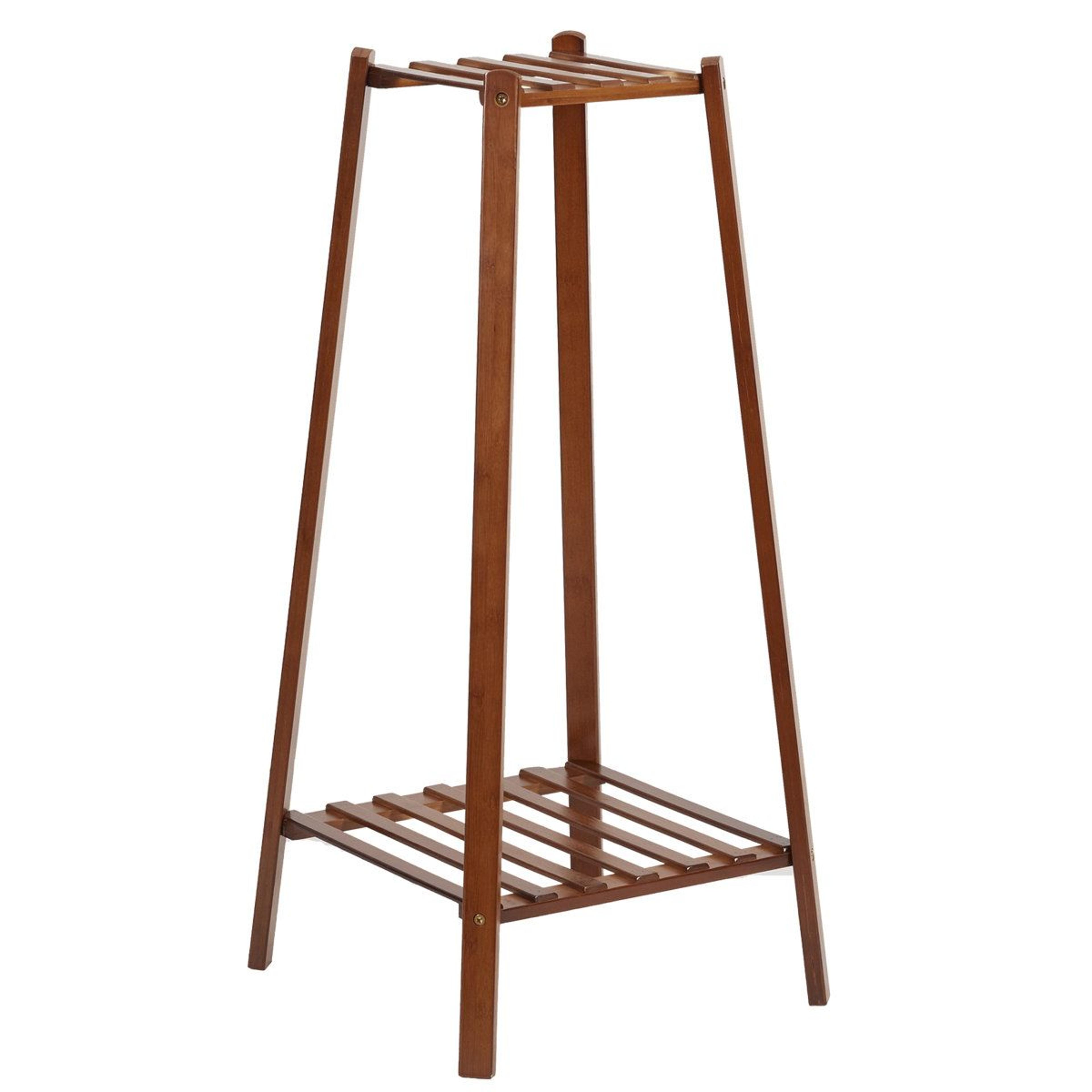 2 tier bamboo plant stand indoor flower pot holder and storage rack