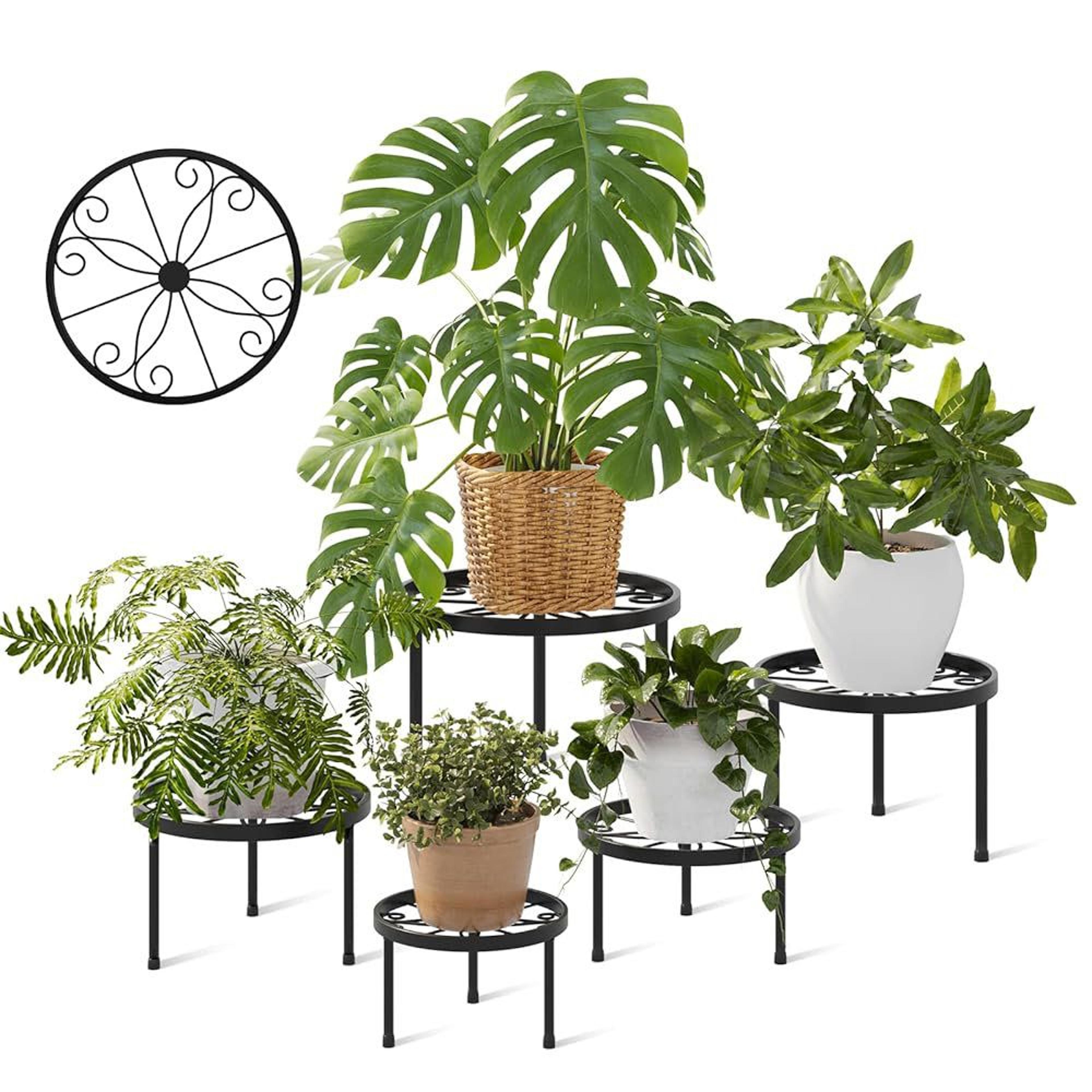 5 pack metal plant stands heavy duty indoor outdoor flower pot holders