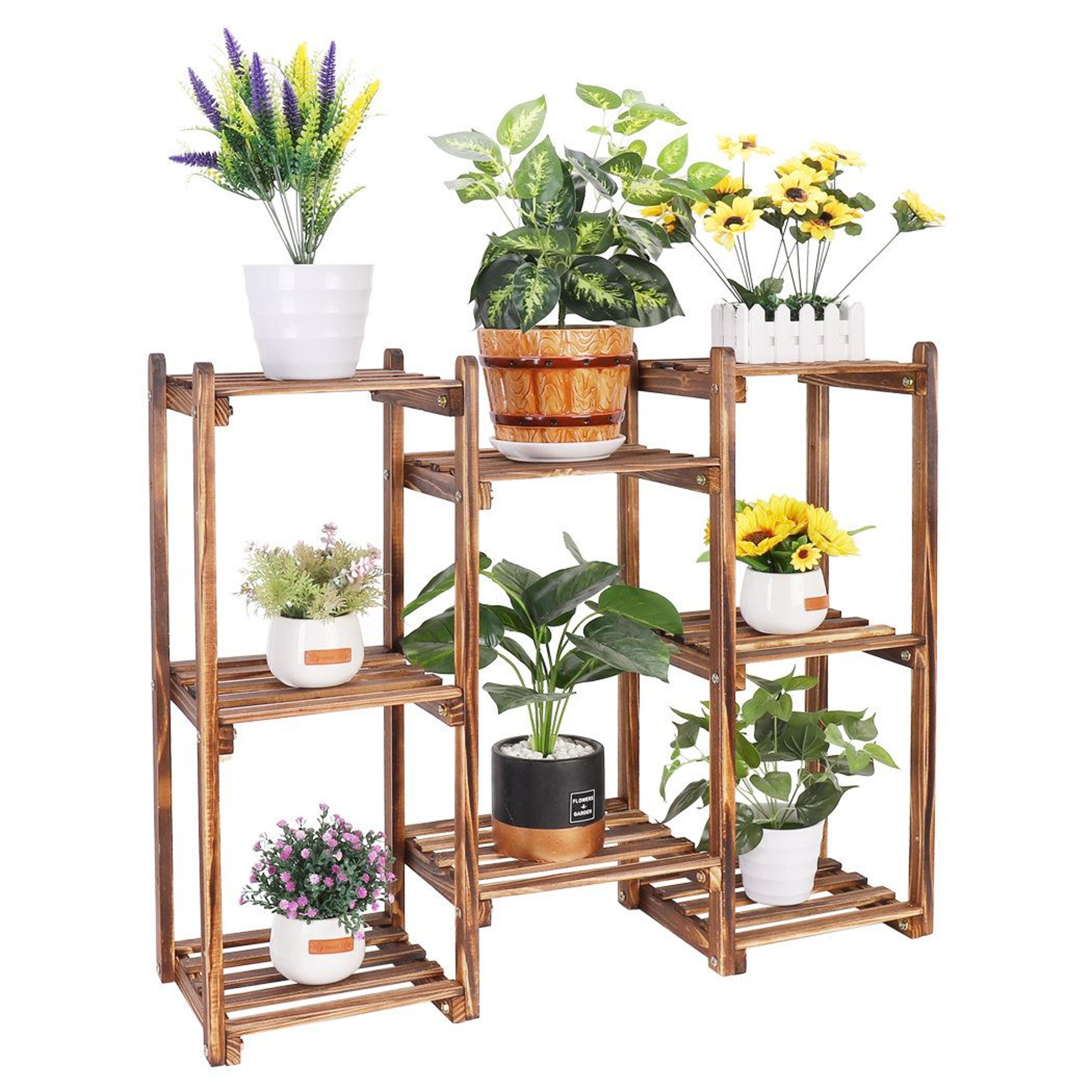 8 tier wooden plant stand indoor outdoor multi tier plant shelf
