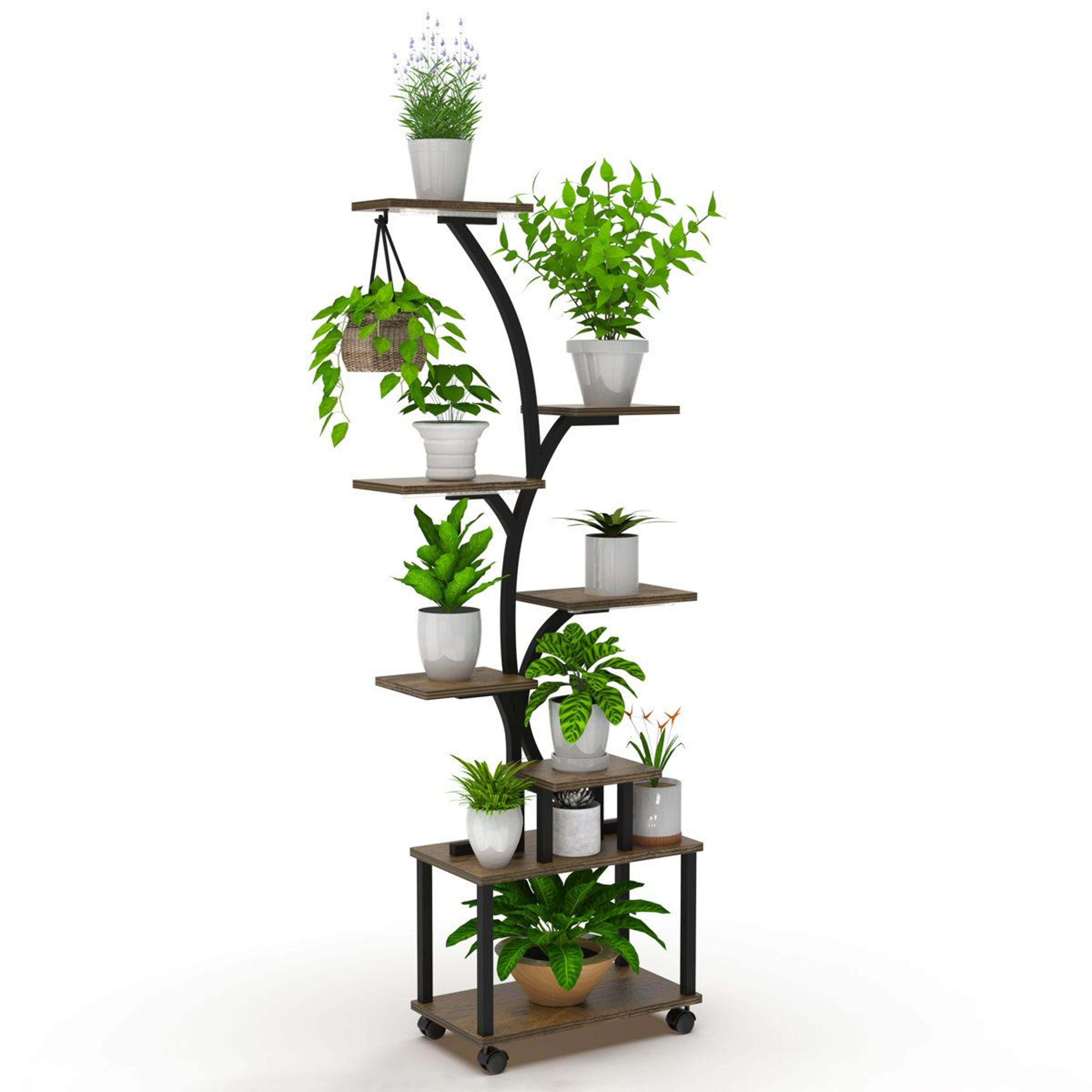 63 inch rolling indoor plant stand with grow light 8 tier plant shelf