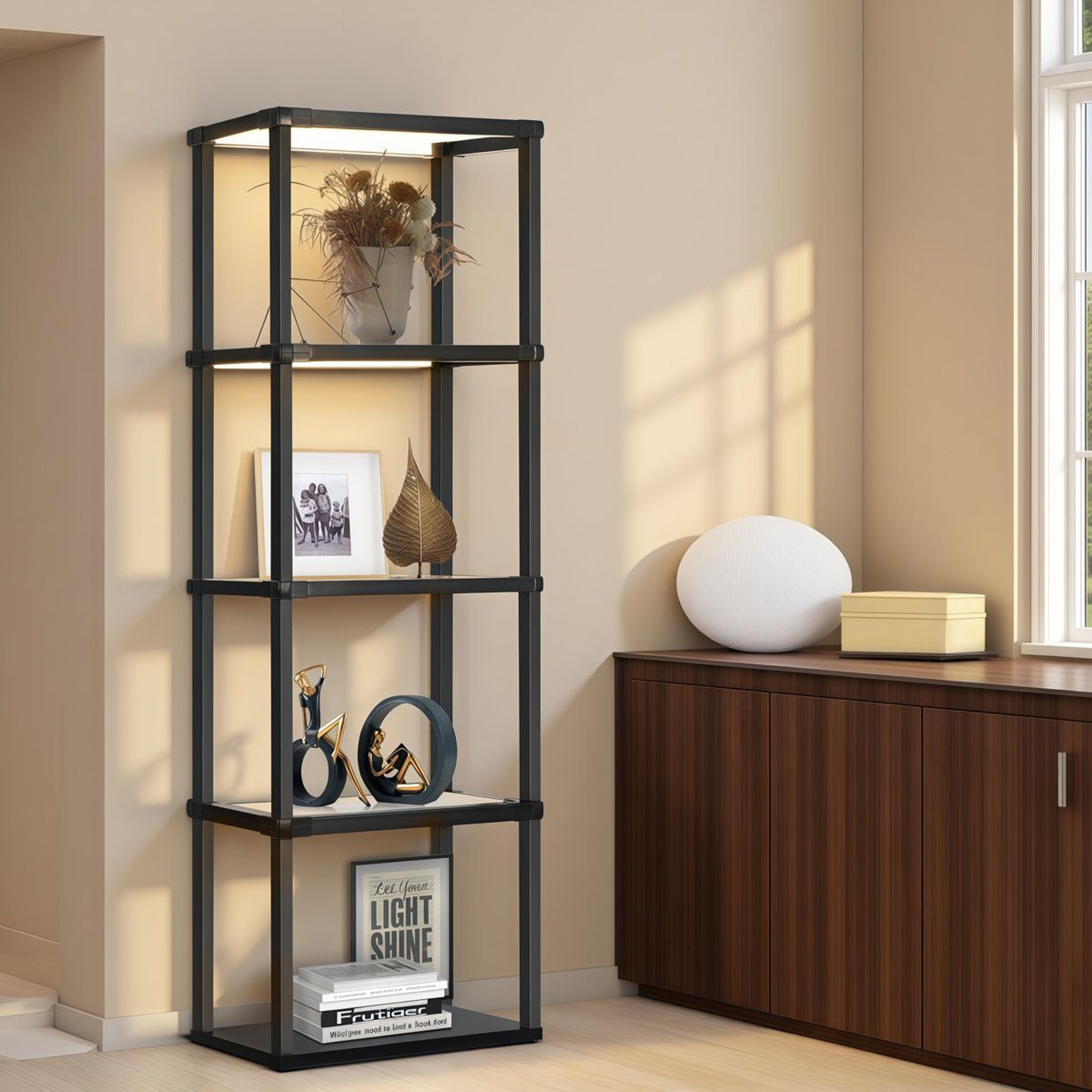 65 inch led floor lamp with display shelves remote control and adjustable lighting