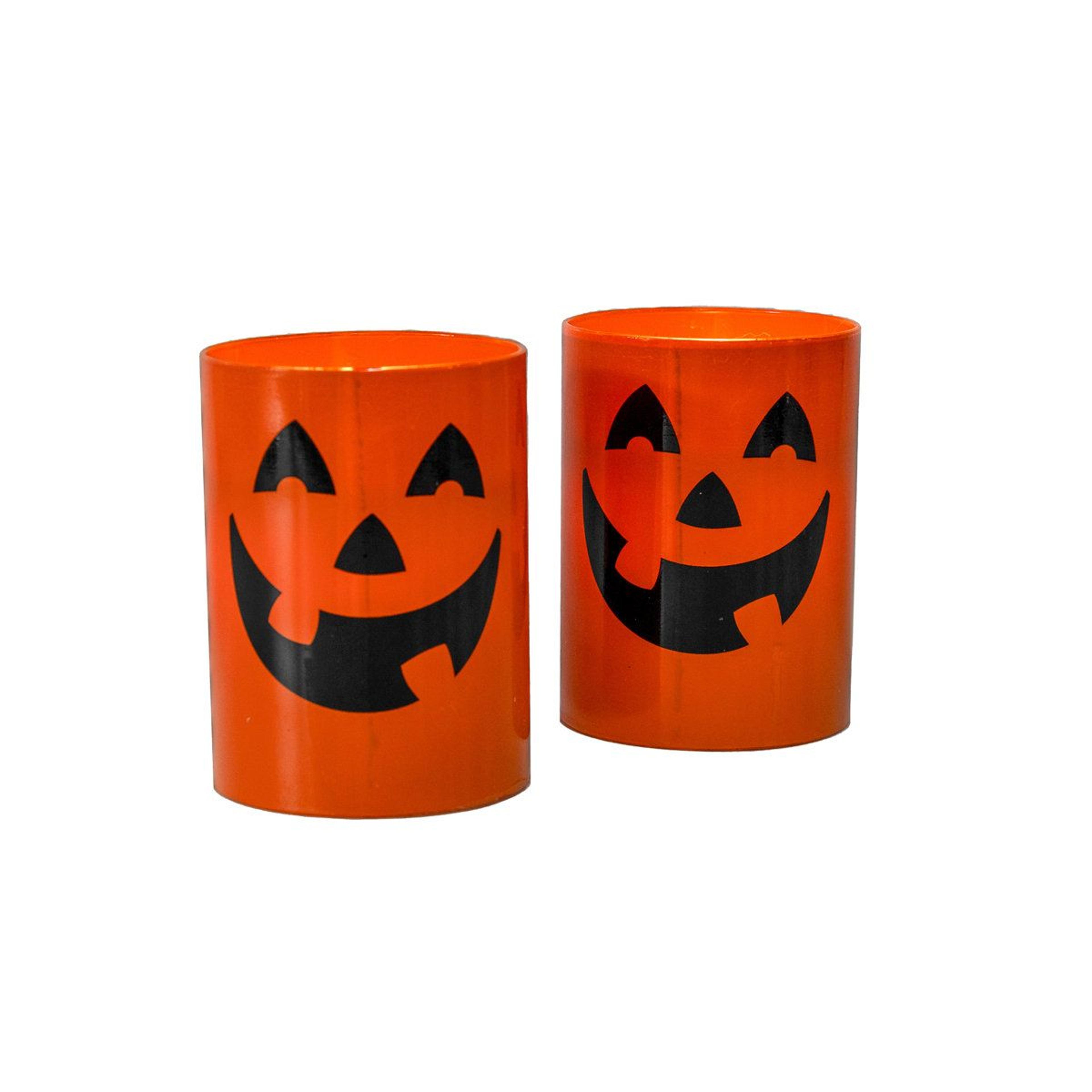 jack o lantern flameless led candles set of 2 with flickering flame