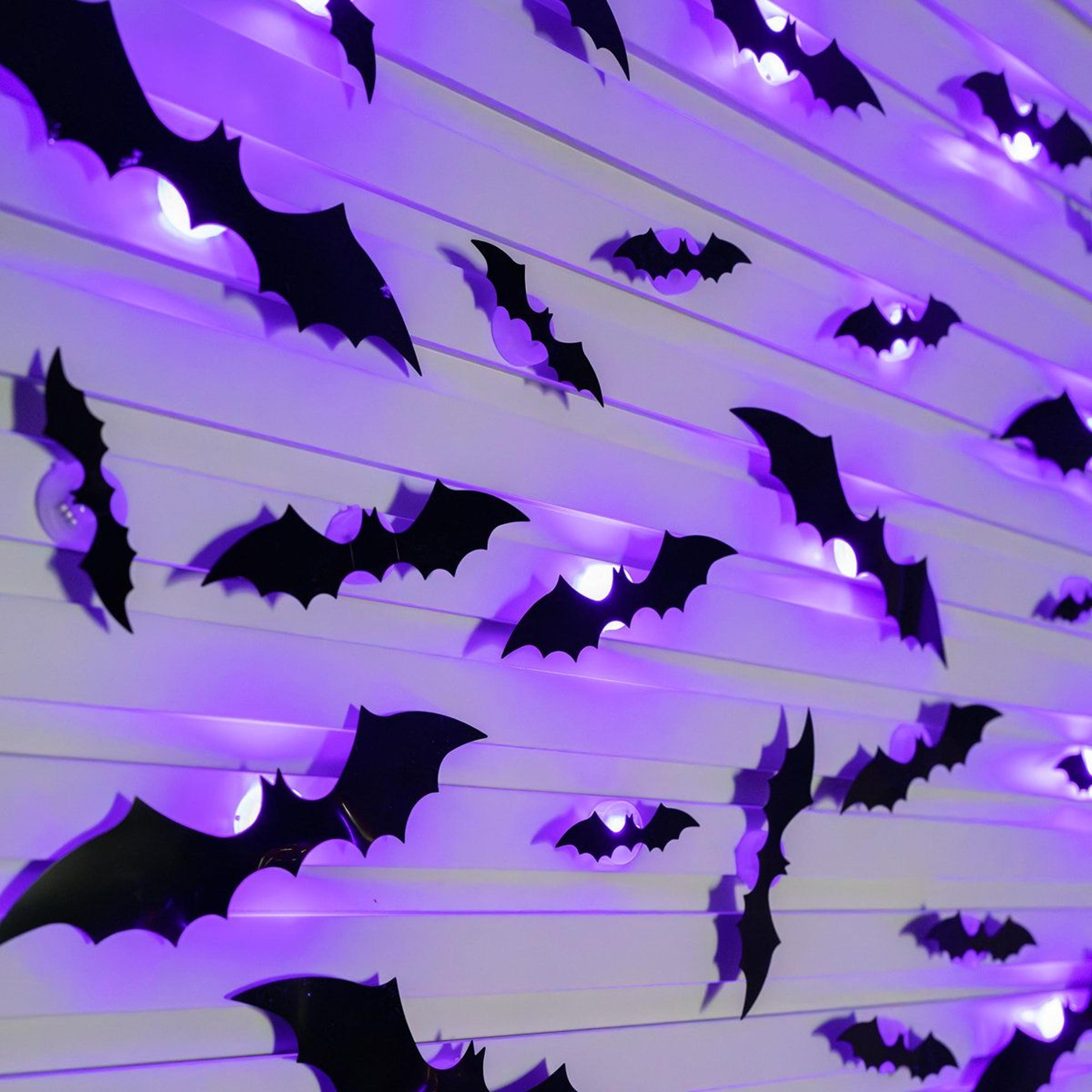 36 pcs lighted 3d halloween bat wall stickers for indoor outdoor decor
