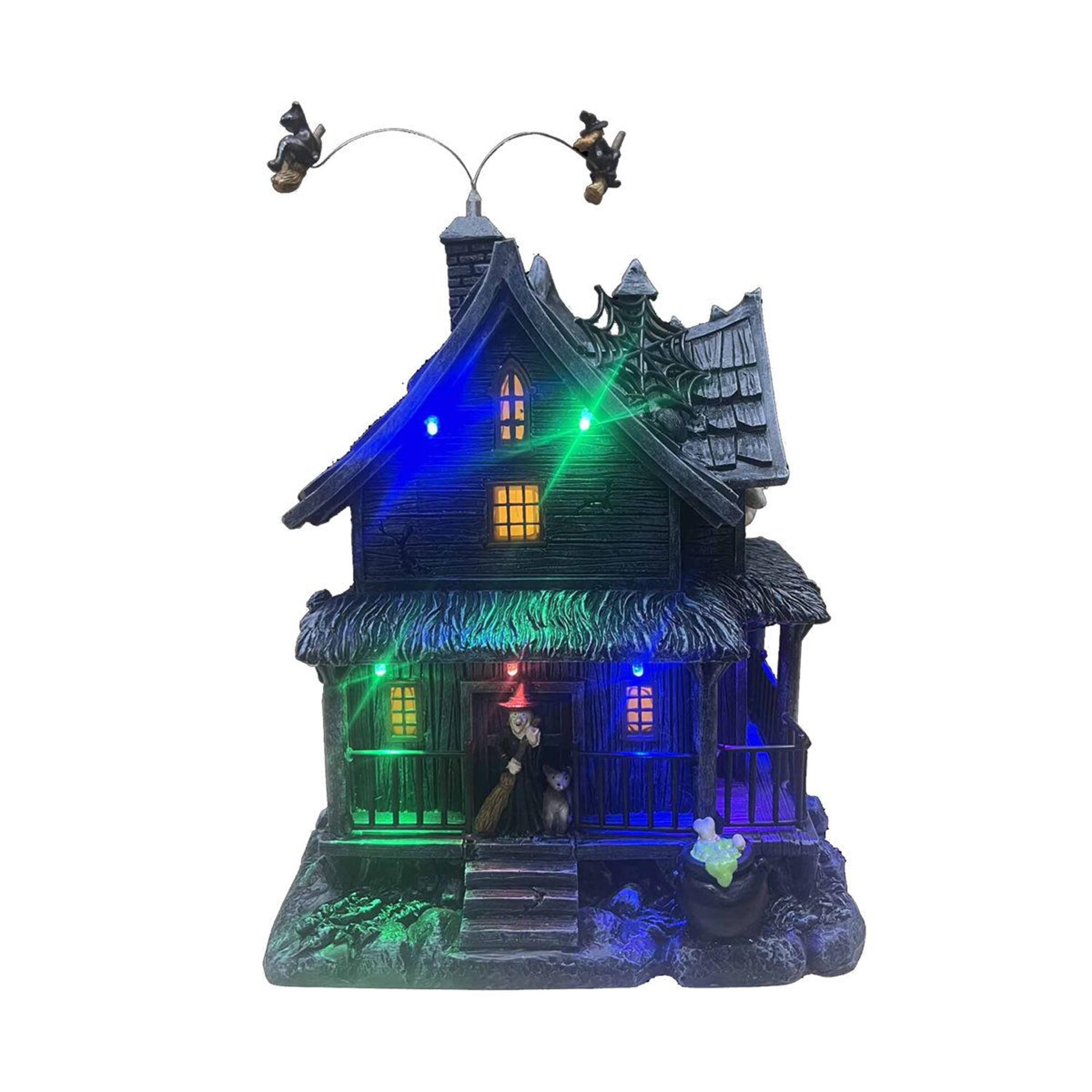 animated led haunted house with flying witches halloween decoration