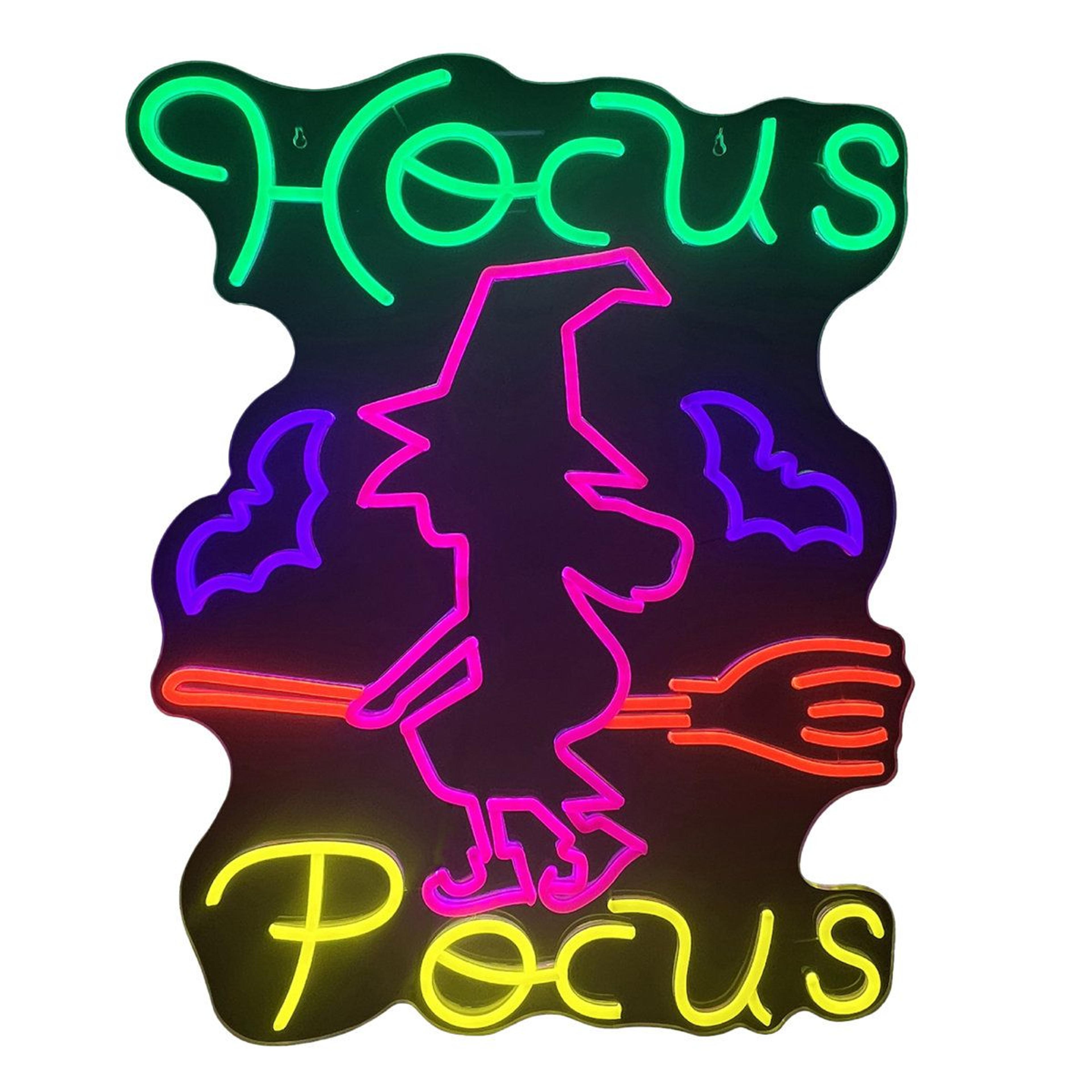 haunted hill farm neon led witch sign halloween wall decoration