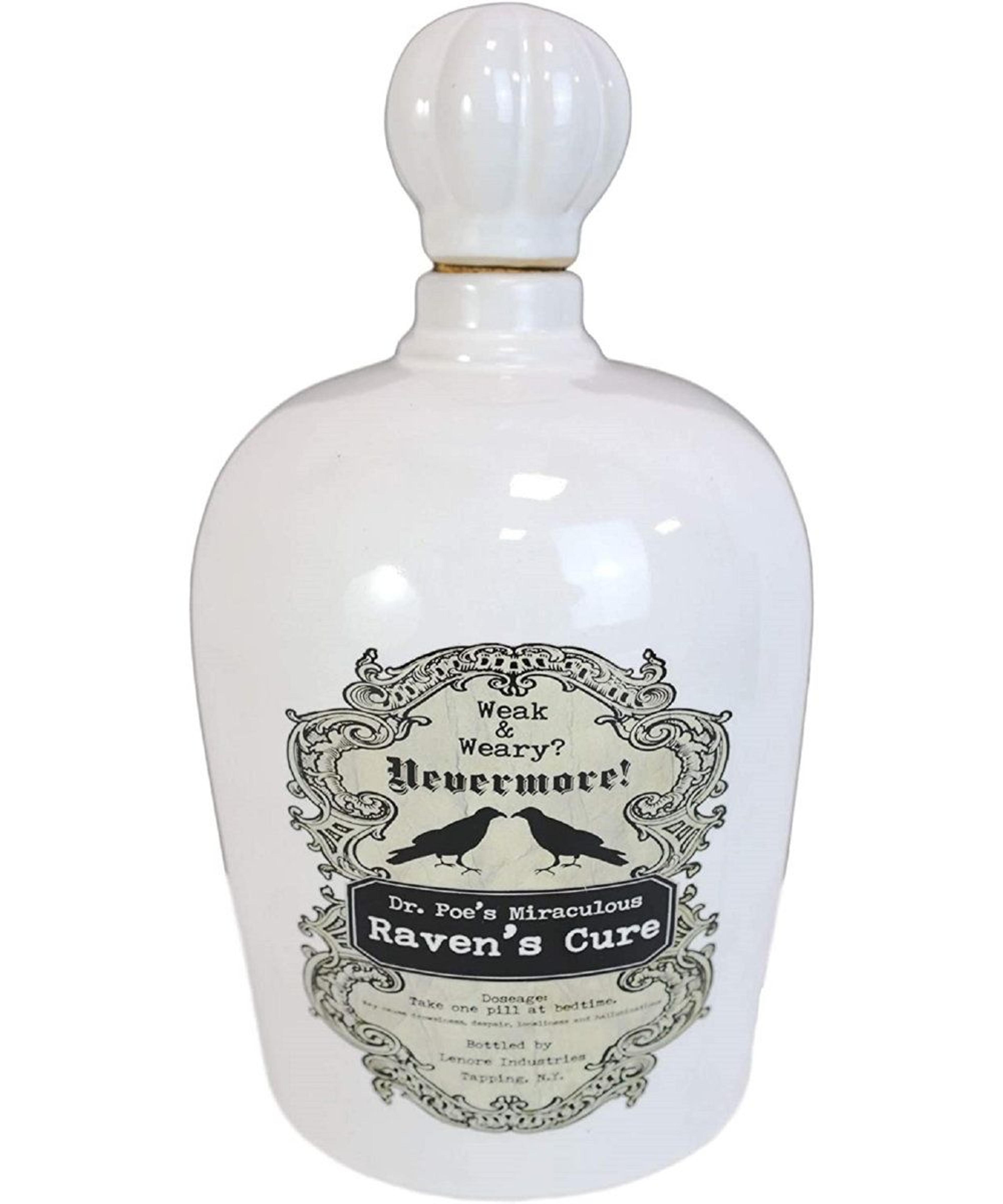 ravens cure halloween potion bottle with raven crow apothecary decor