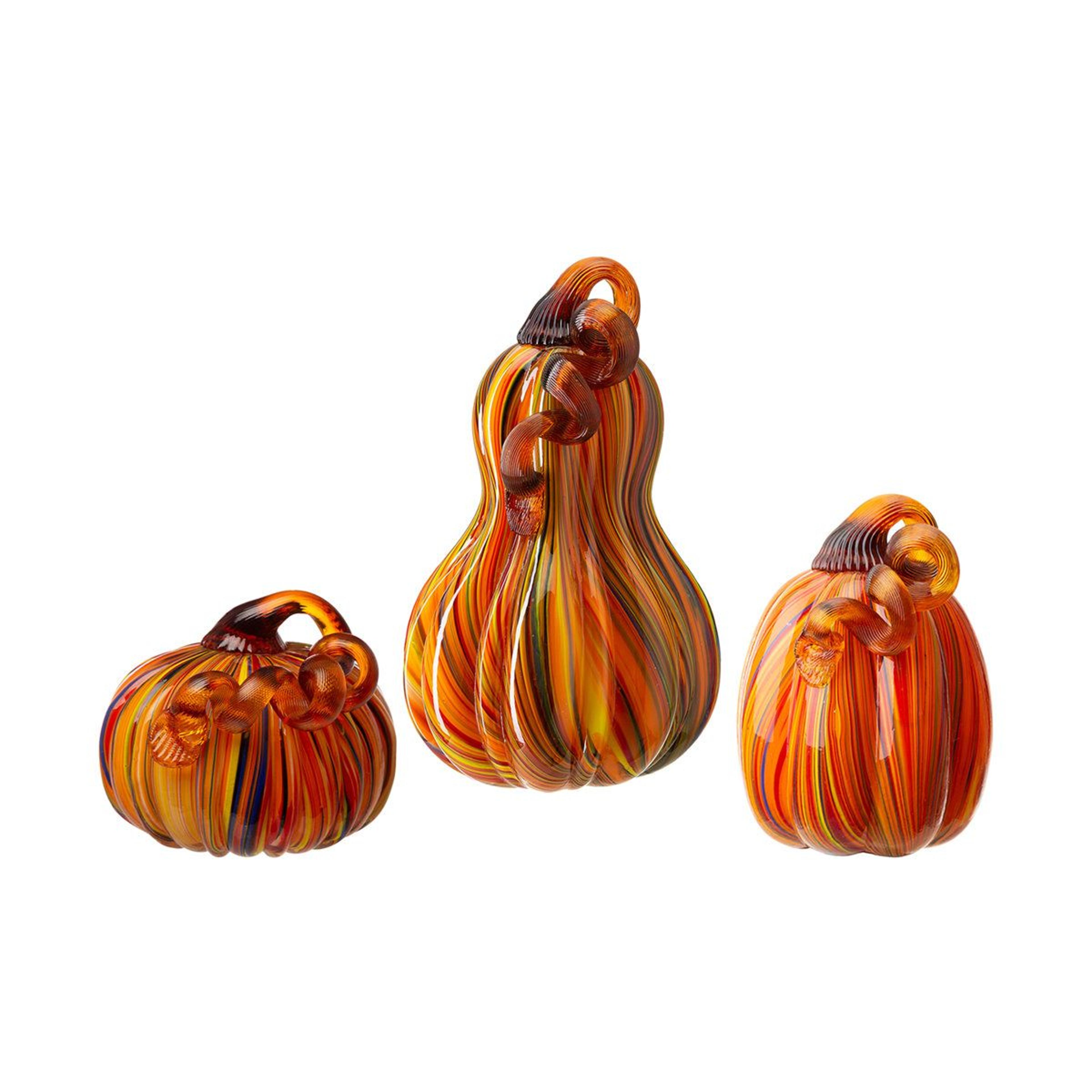handmade glass pumpkin decor set of 3 for indoor thanksgiving displays