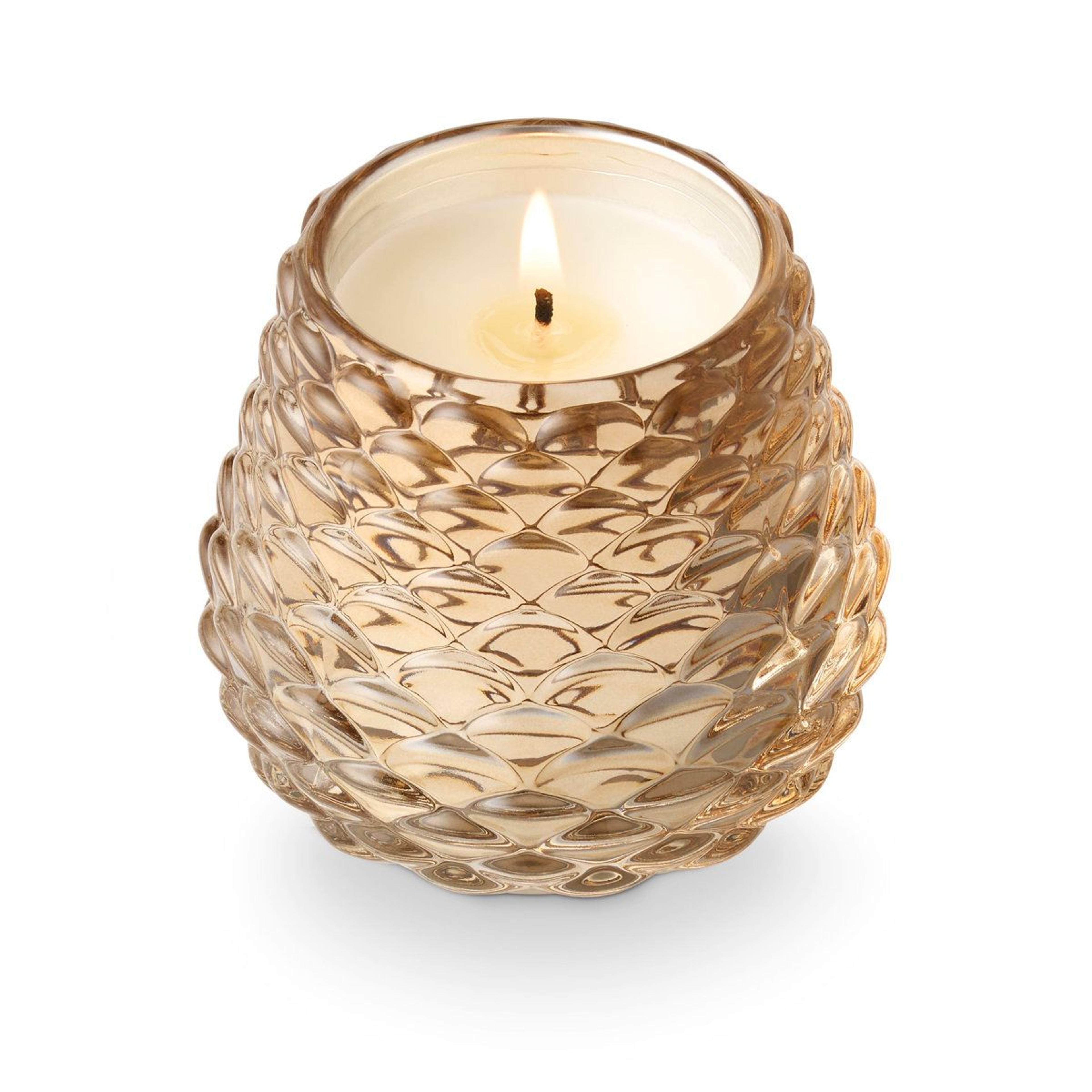 gold glass votive candle for tabletop use