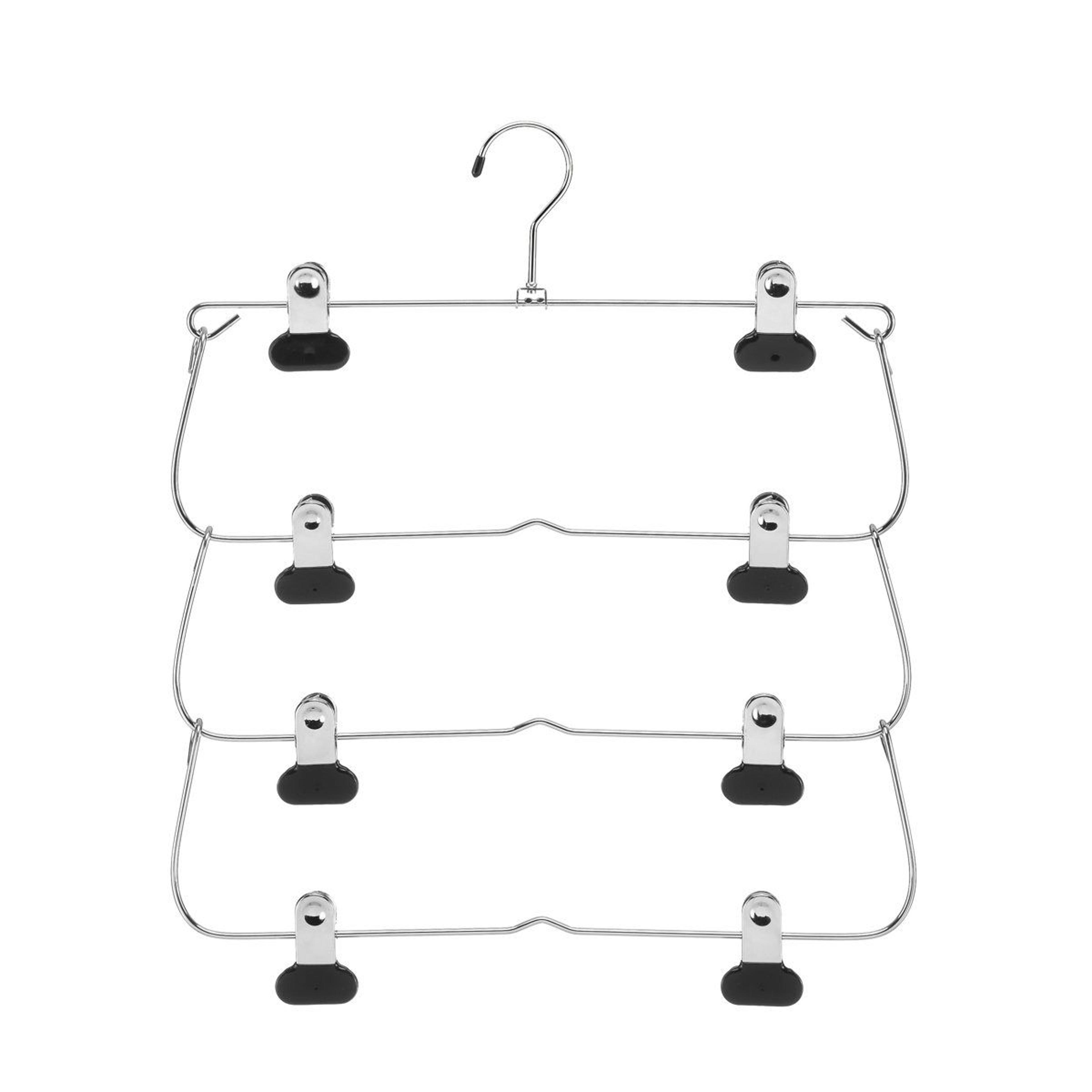 swing arm multi-layer hanger with slim profile for slacks ties and belts