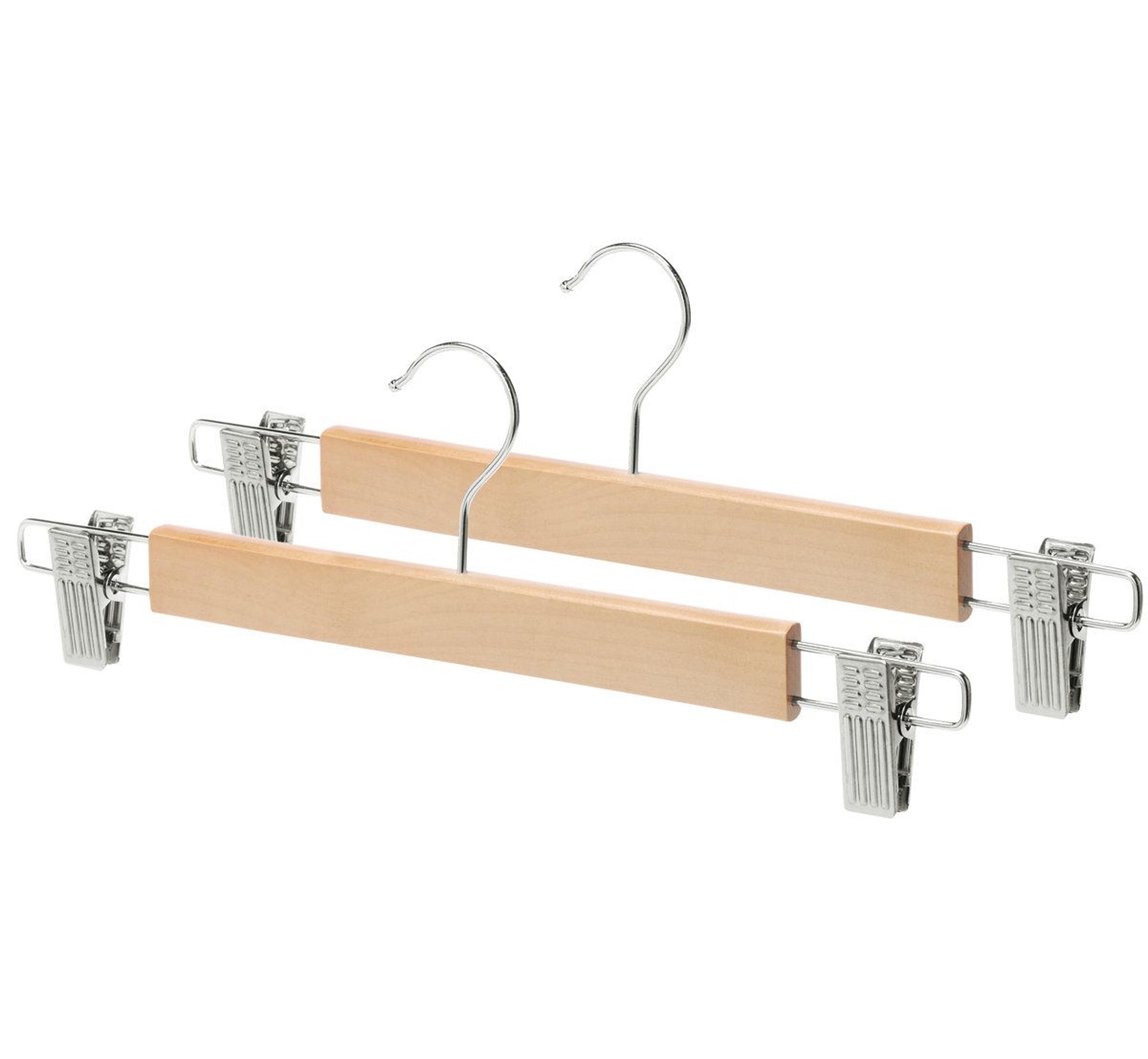 wood skirt and pants hangers with adjustable clips 2 piece set