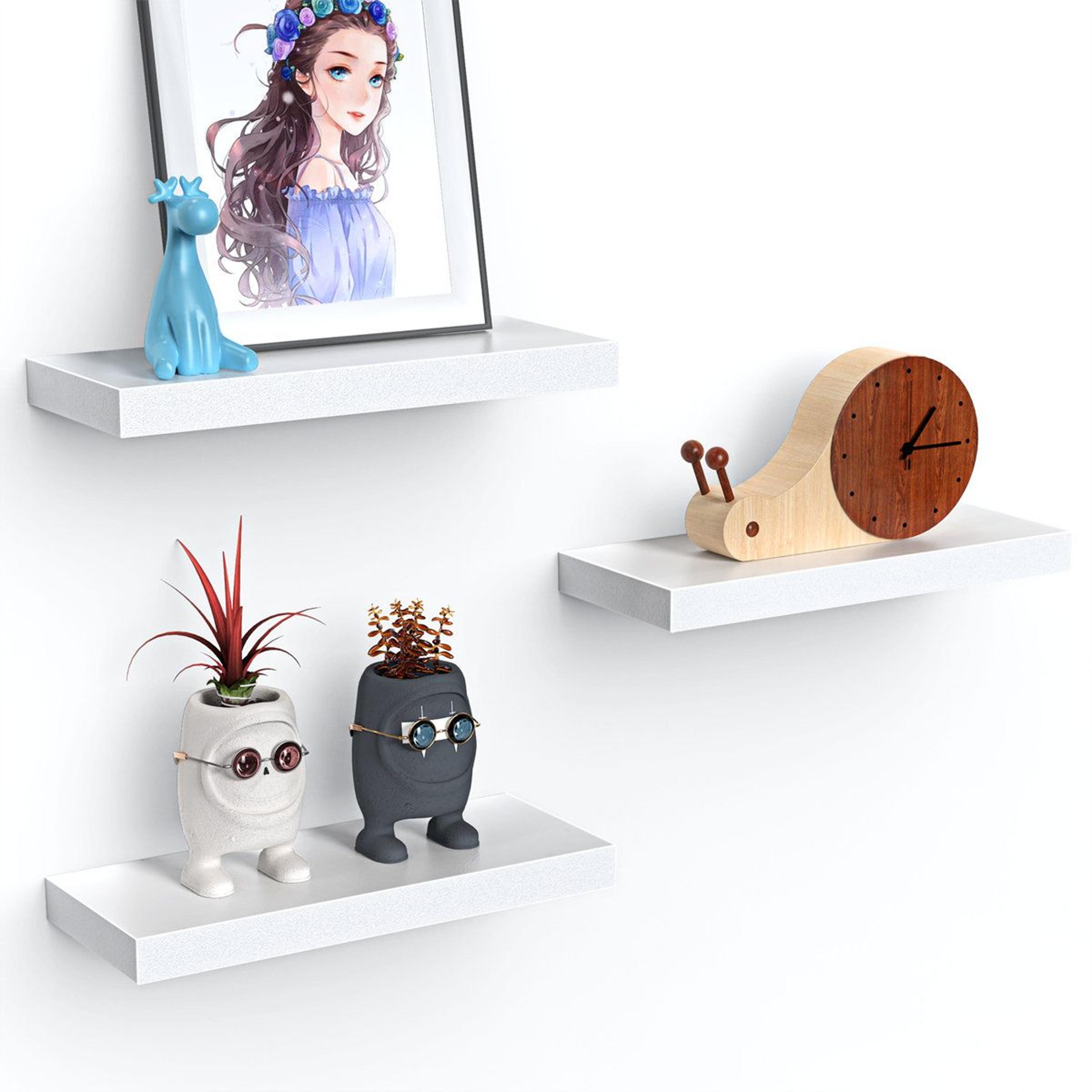 3 piece manufactured wood floating shelves modern wall mounted display shelf set