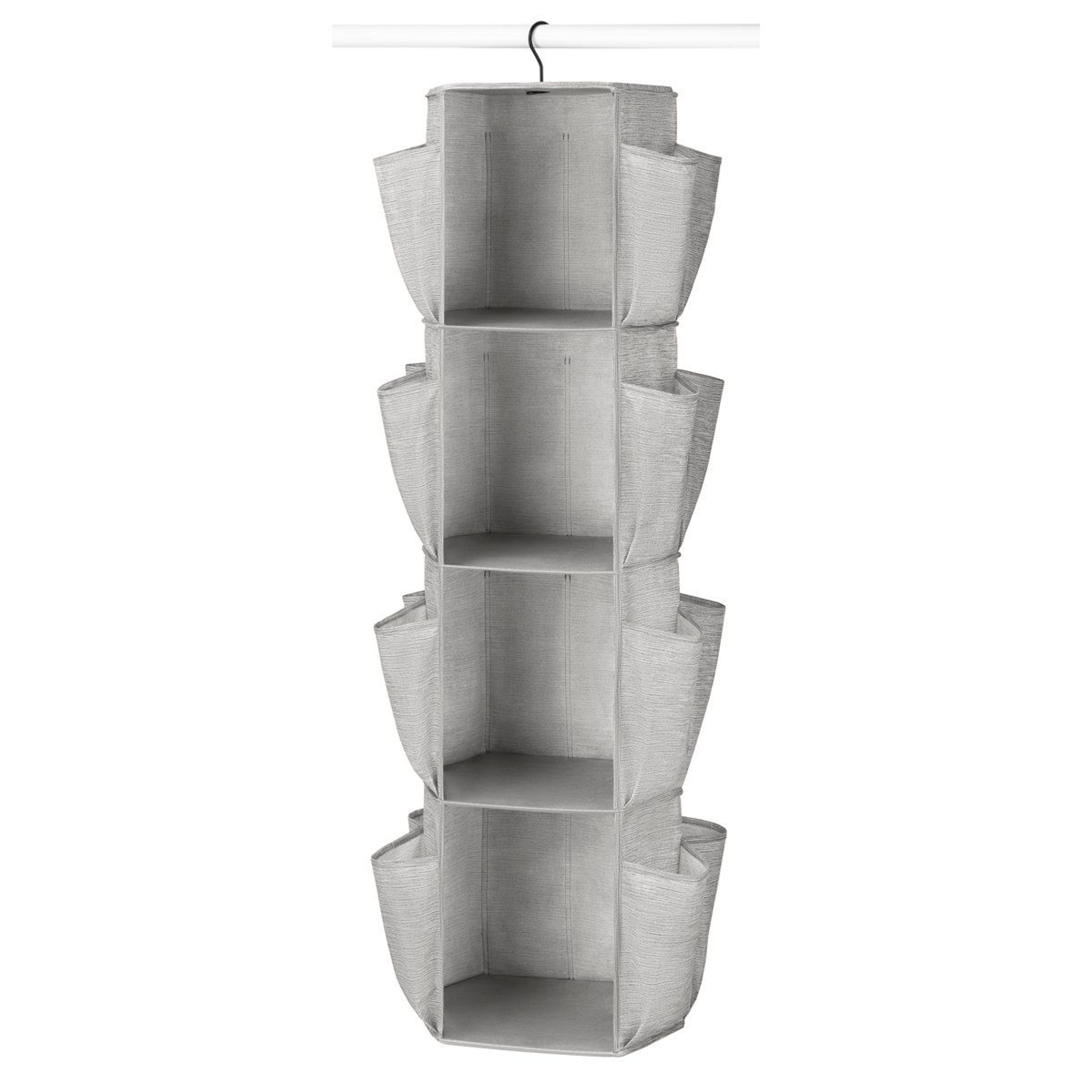 fabric hanging sweater organizer with open cubbies gray