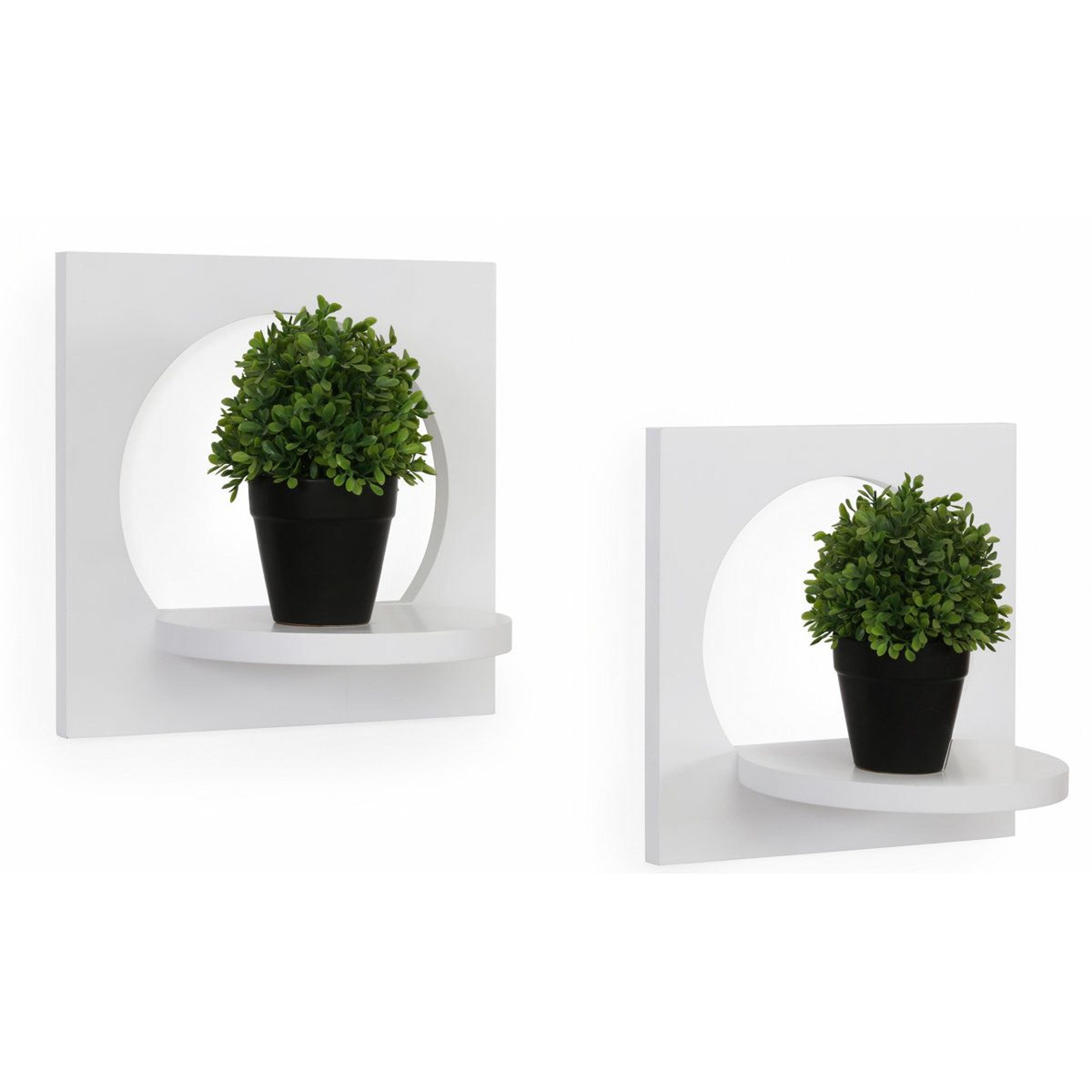 2 piece geometric wall shelf set with manufactured wood display shelves