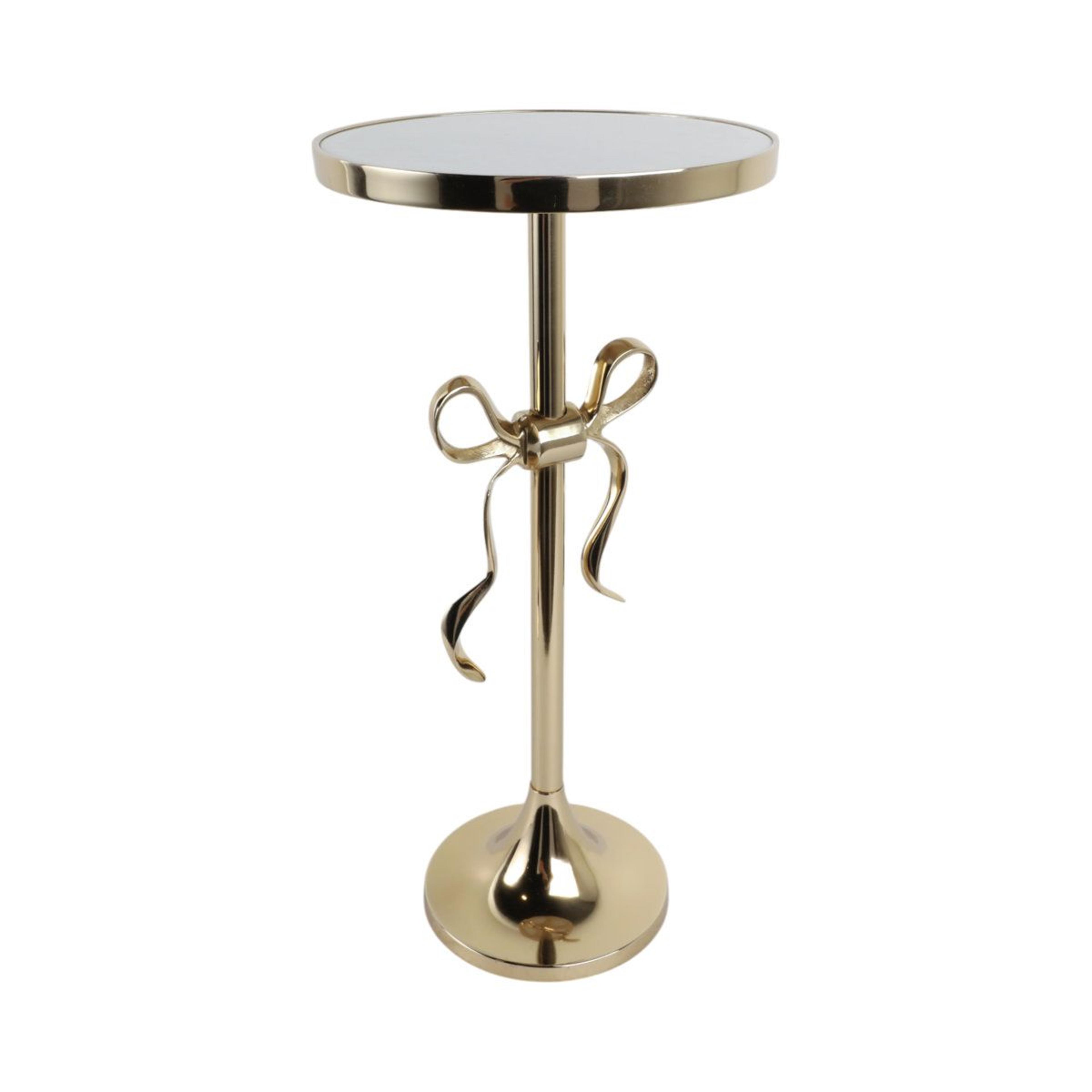 round marble top side table with gold steel bow pedestal base 24 inch