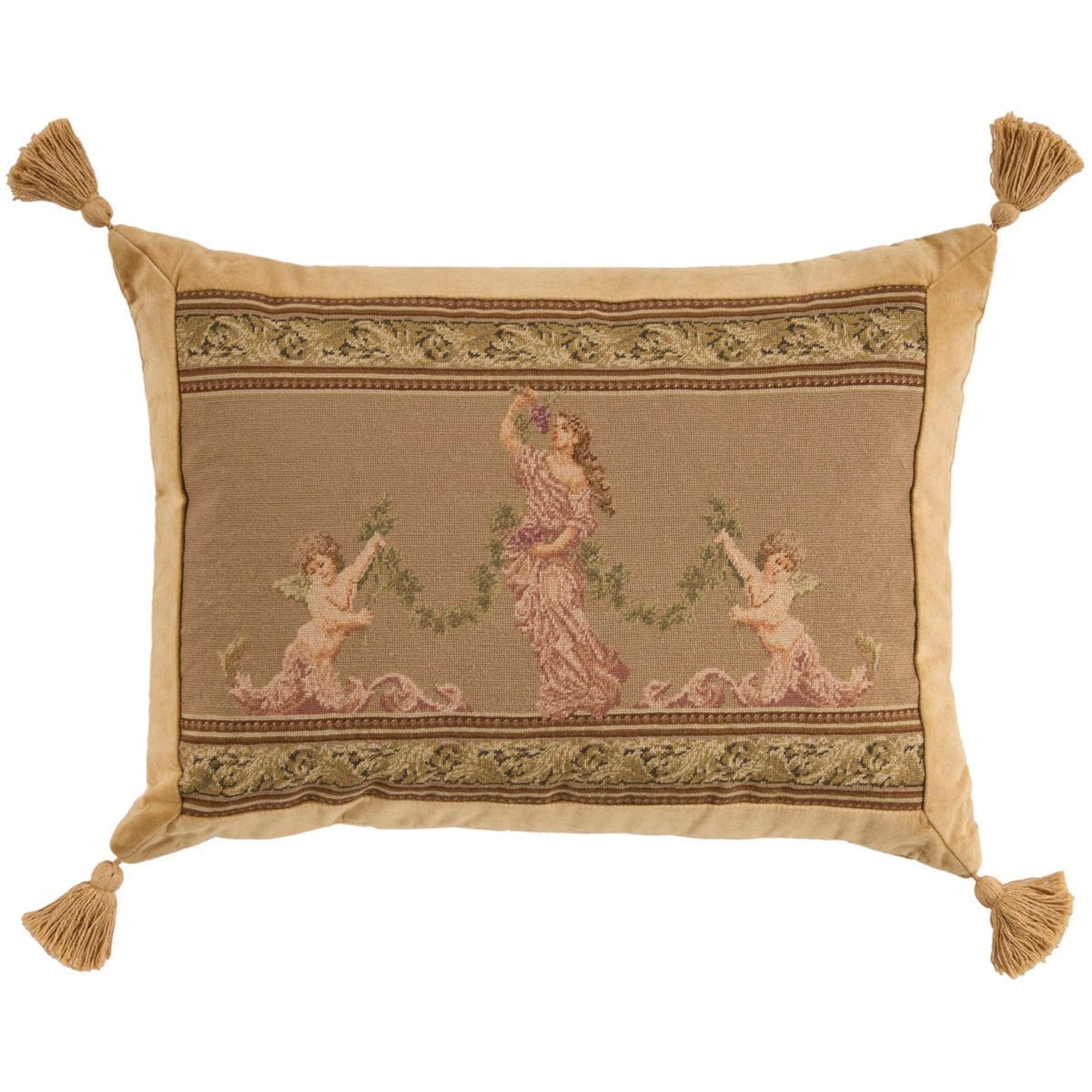 vintage roman lady and cherubs throw pillow 19 x 25 inch taupe cotton blend accent pillow